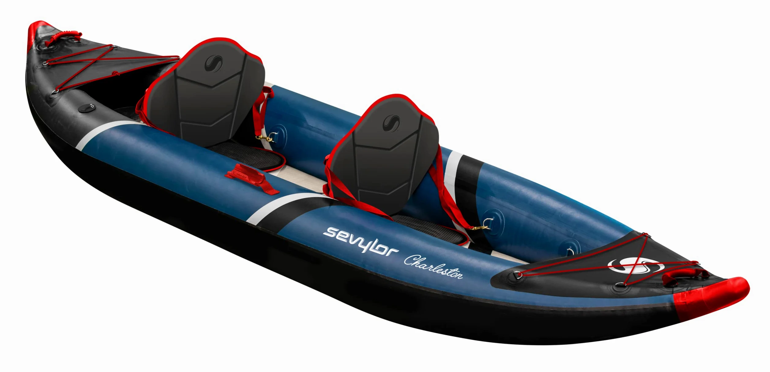 Sevylor Kayak Inflable Charleston para 2 Personas, Base de Punto de Gota de Alta presión, Canoa Resistente de PVC Reforzado, Incluye Paquete seco, manómetro y Aleta extraíble, soporta hasta 196 kg