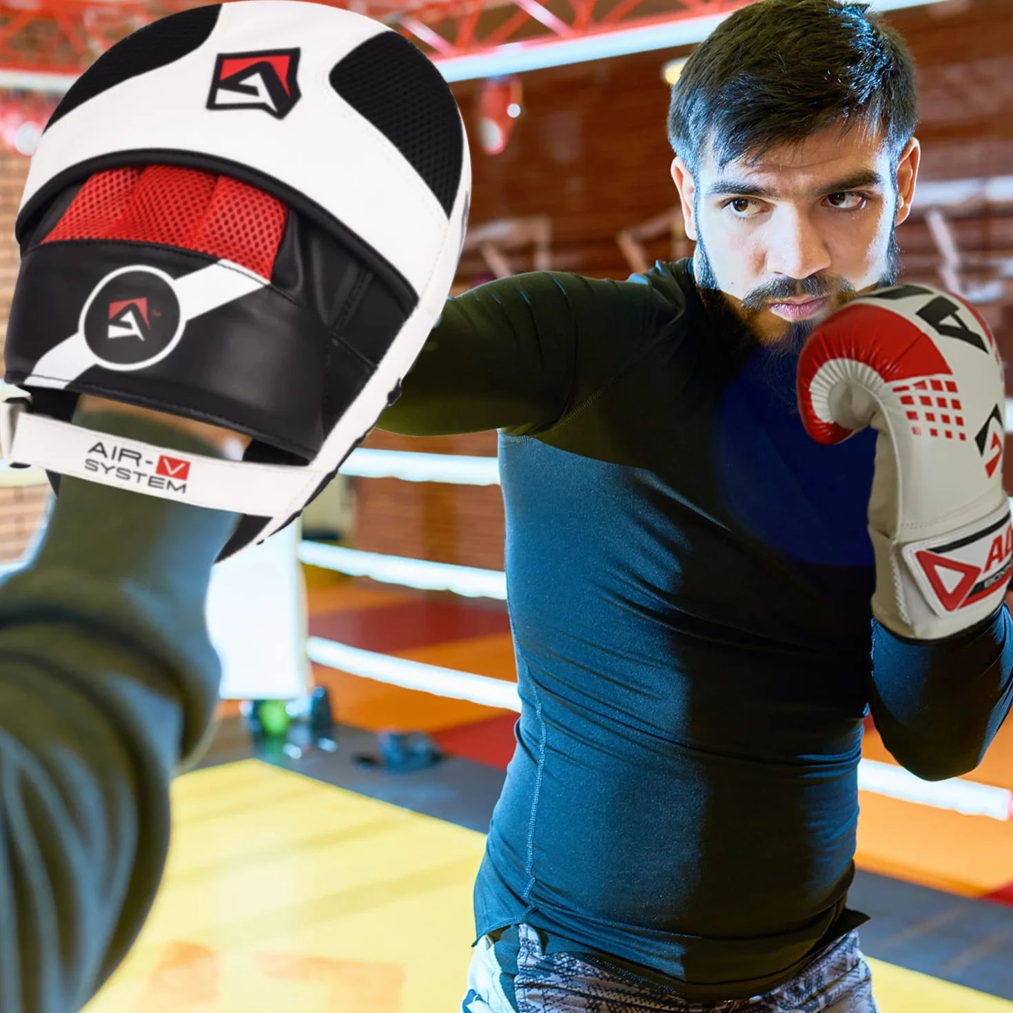 AQF Manoplas Boxeo Guantes Cuero Rex Gancho Jab Combate Defensa Personal MMA Muay Thai Kick Boxing