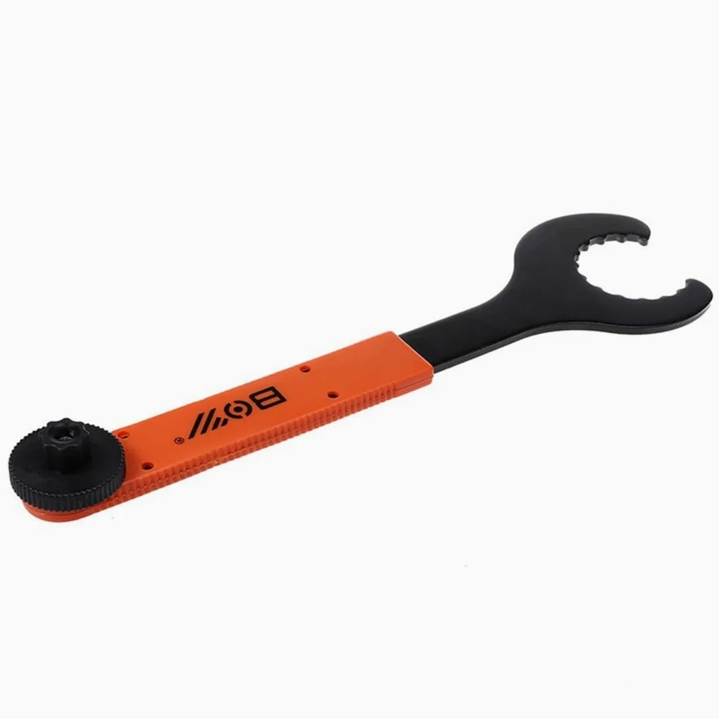 Llave de acero para pedalier de bicicleta, llave de anillo de bloqueo de bielas de 28,5 cm con herramienta de cubierta de manivela, para reparación integrada de pedalieres inferiores