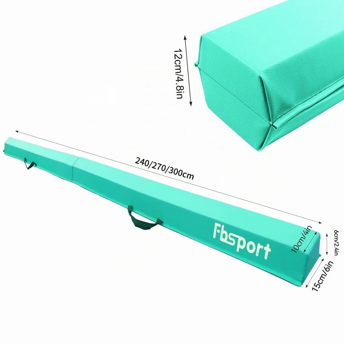 FBSPORT Barra de Equilibrio Plegable 240 cm PU Cuero con Bolsa de Transporte, Viga de Gimnasia Artística Antideslizante
