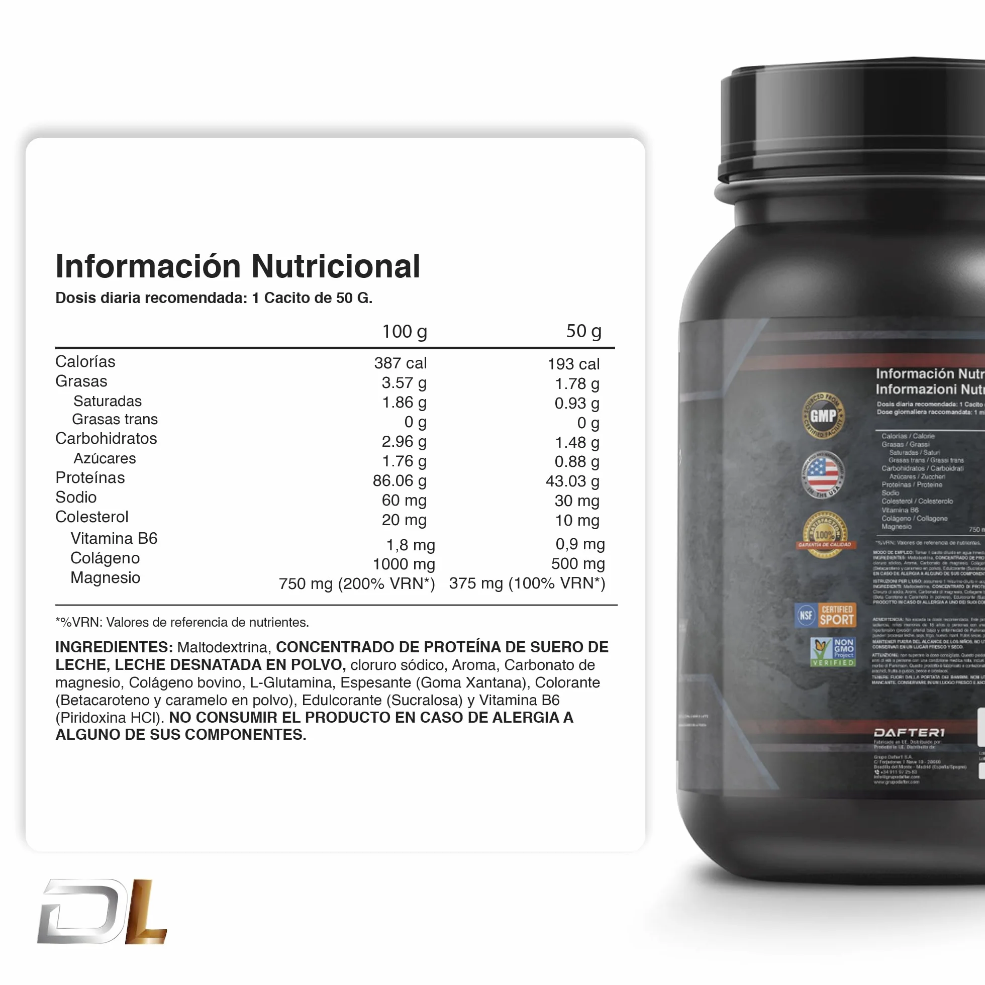 Whey Protein con Colágeno, Magnesio y Aminoácidos 1kg Sabor Caramelo
