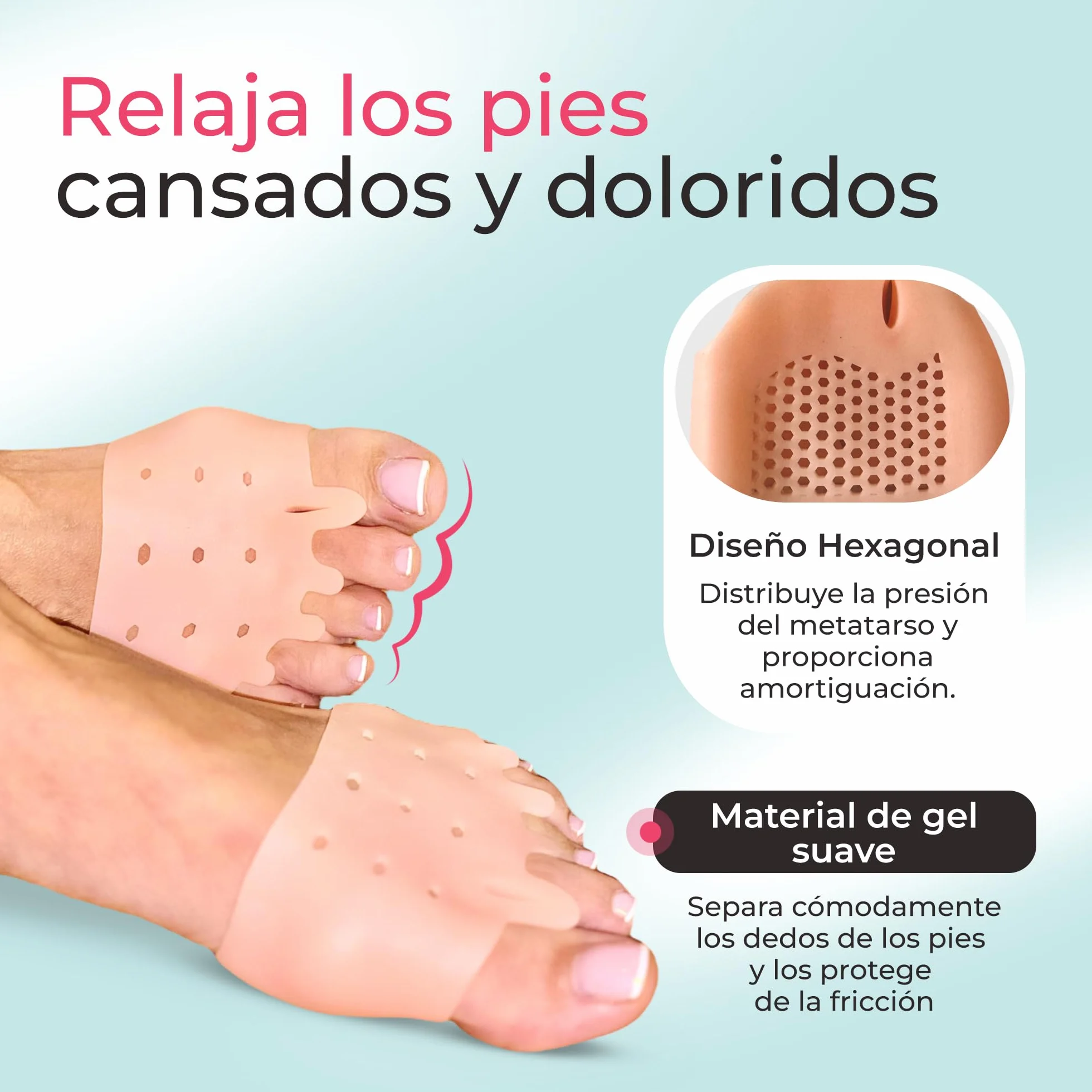 Almohadilla Metatarsiana Separador Dedos Pie Corrector Juanetes Hallux Valgus Dedos Superpuestos Libre BPA