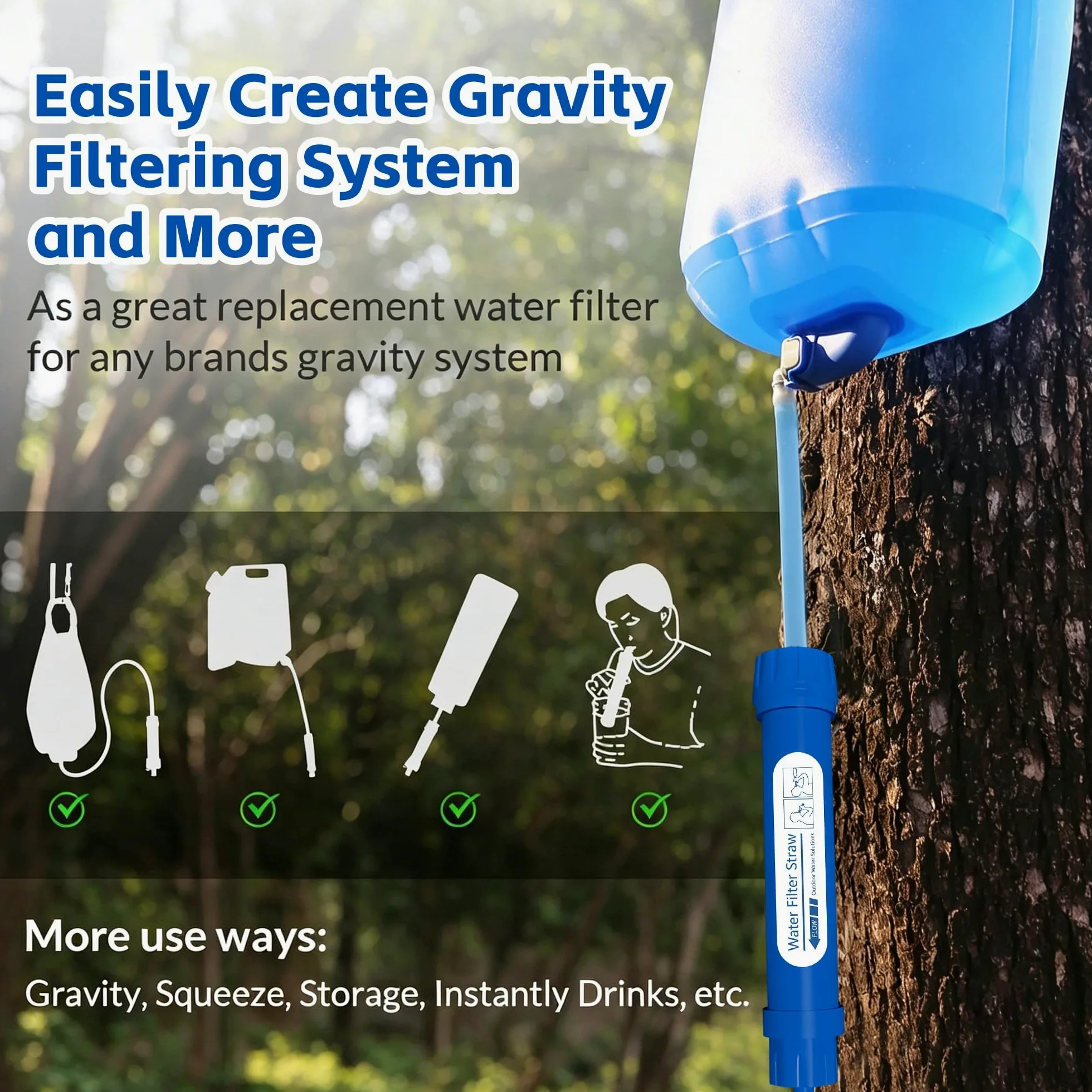 Pajita de filtro de agua personal, purificador de agua portátil de 4 etapas certificado NSF, sin BPA, equipo de supervivencia de filtración de agua de emergencia para senderismo, camping