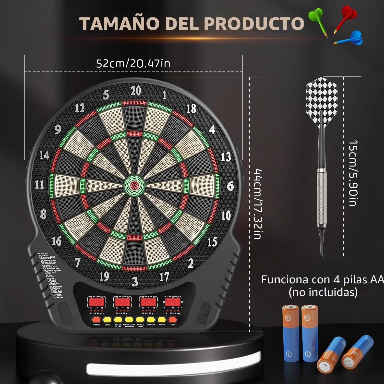 Diana Electrónica Profesional con Pantalla LCD Digital y Dardos de Punta Suave, Diana Dardos Electronica con 27 Juegos, 243 Modos Ideal para Amigos, Familia, Oficina, Fiestas de Pub.