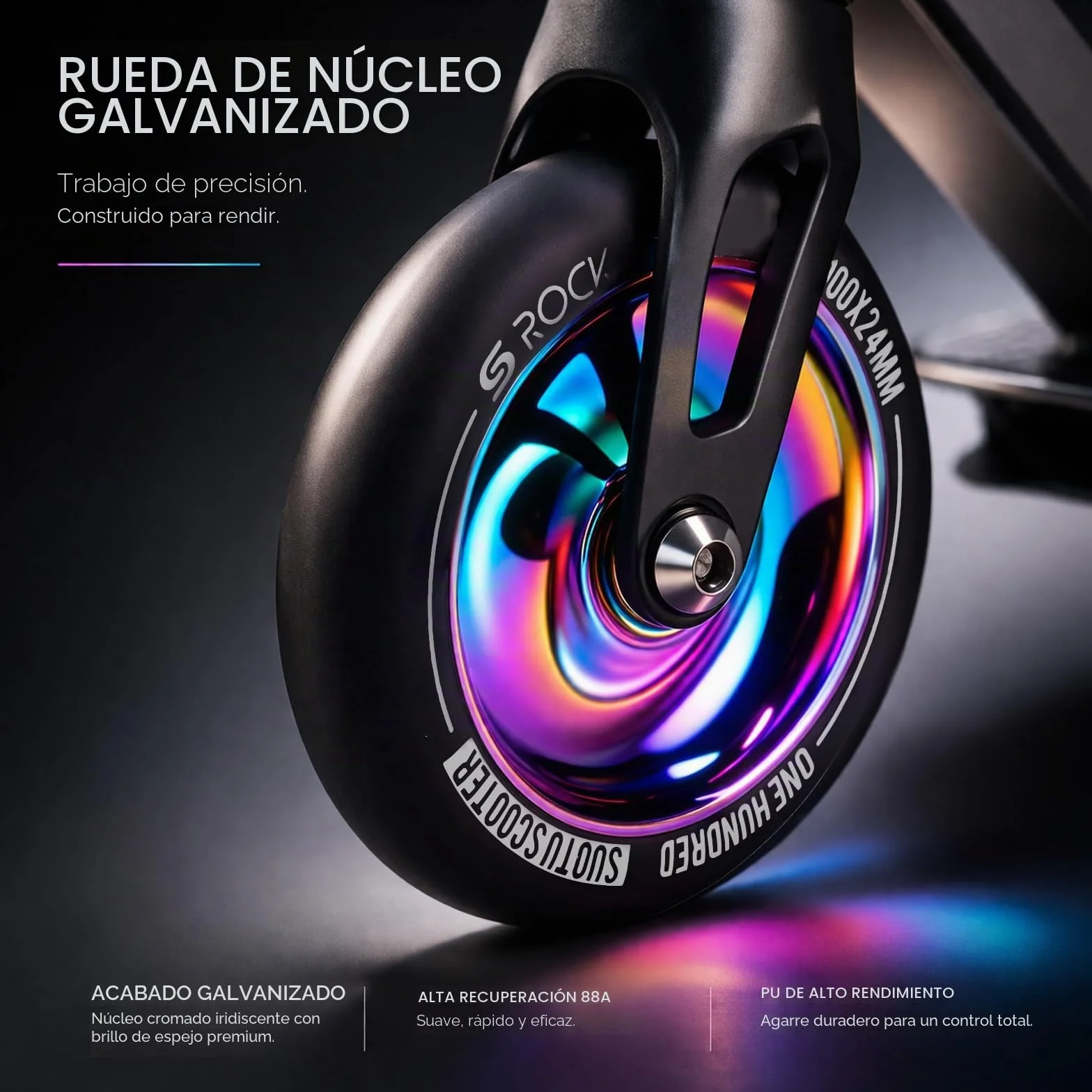 Patinete Freestyle, Dirección de 360°, Ruedas de PU de 85A 100 mm, Scooter Freestyle para Niños Adolescente y Adultos, Capacidad Máxima de Carga: 100 kg, Aluminio