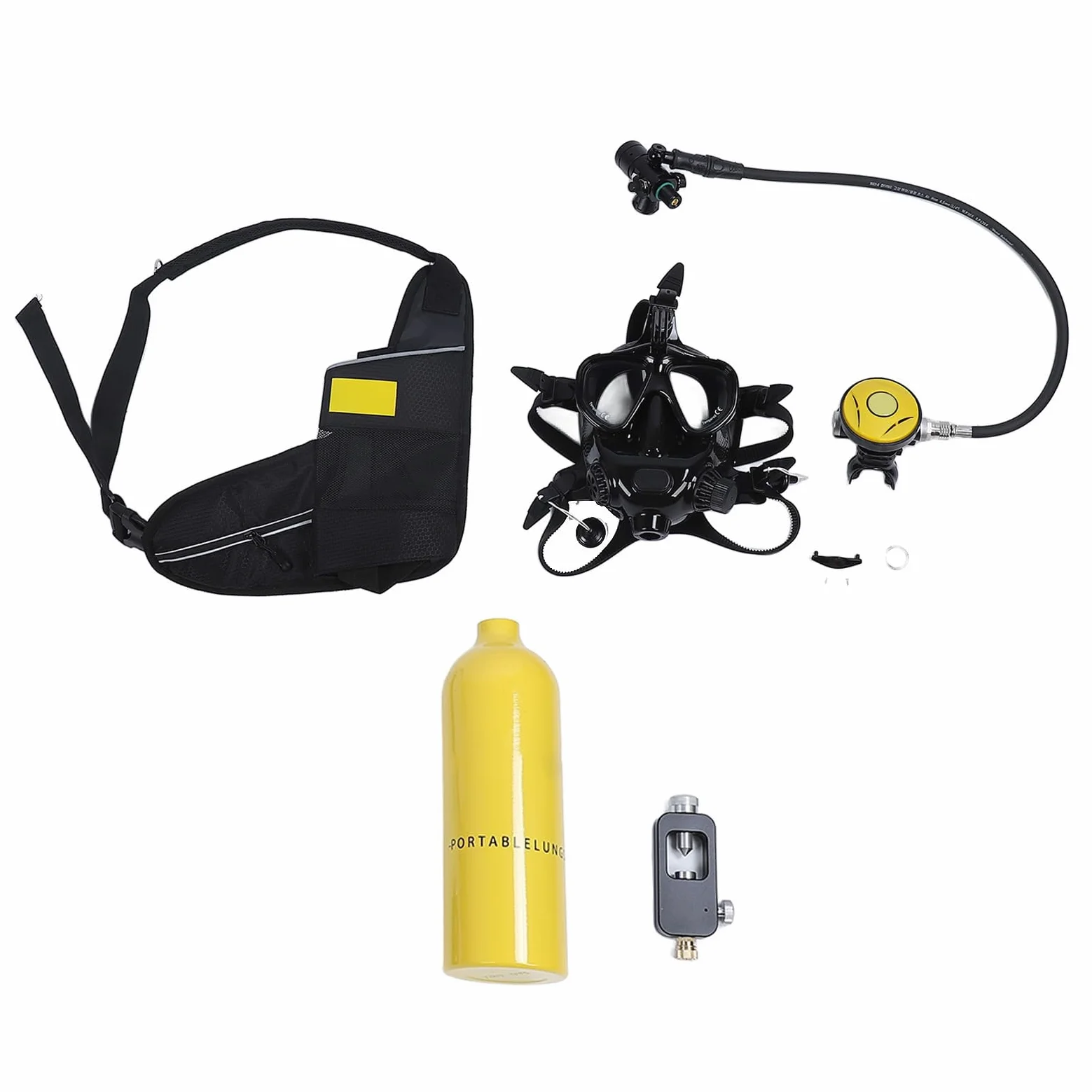 DIDEEP - Mini tanque de buceo con gafas de buceo de cara completa, tanque de oxígeno portátil de 1 litro y equipo de esnórquel para los entusiastas de la exploración submarina y el esnórquel