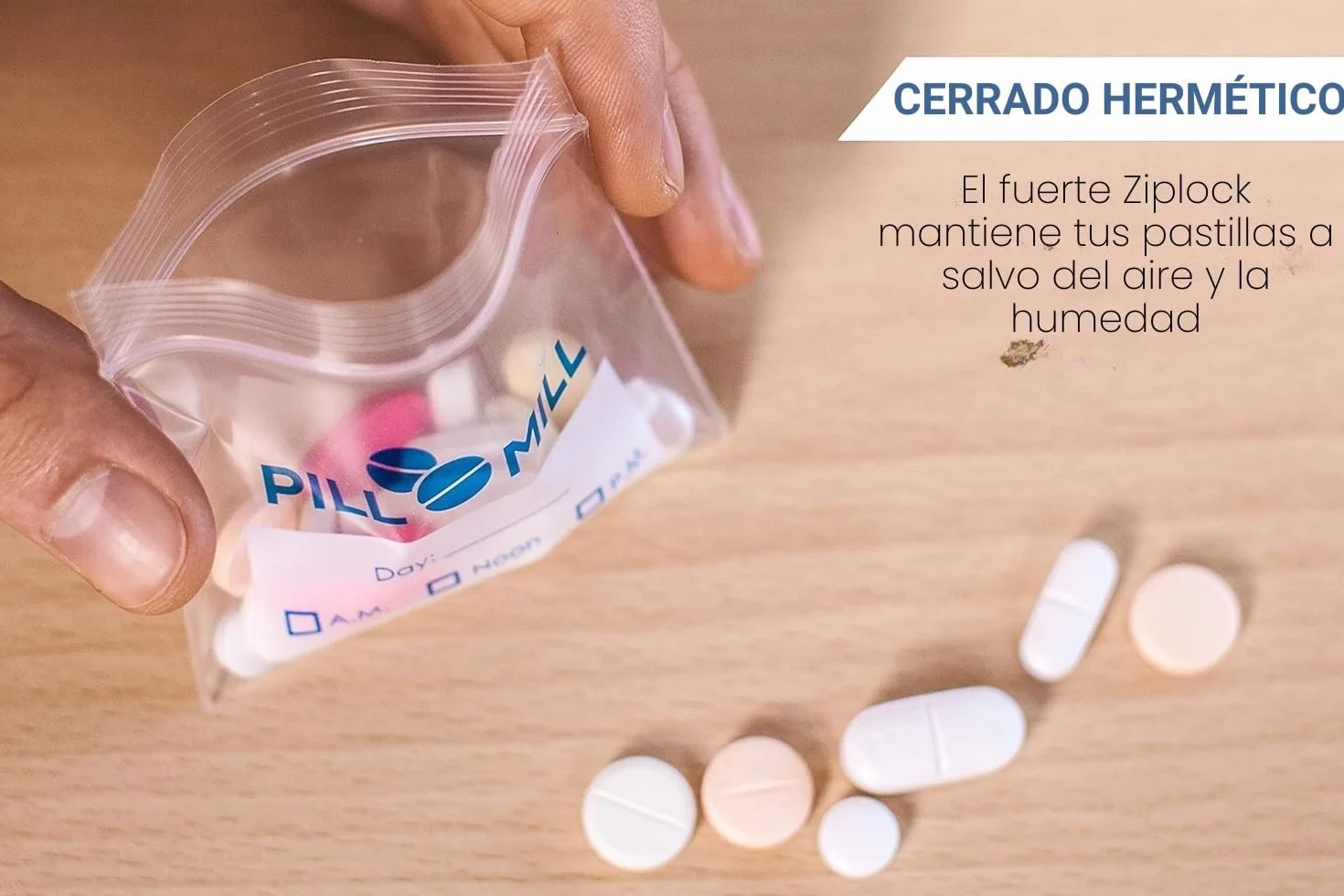 Bolsas para píldoras 3" x 2" 3 Mil Organizador de Medicinas Diarias Paquete de 100