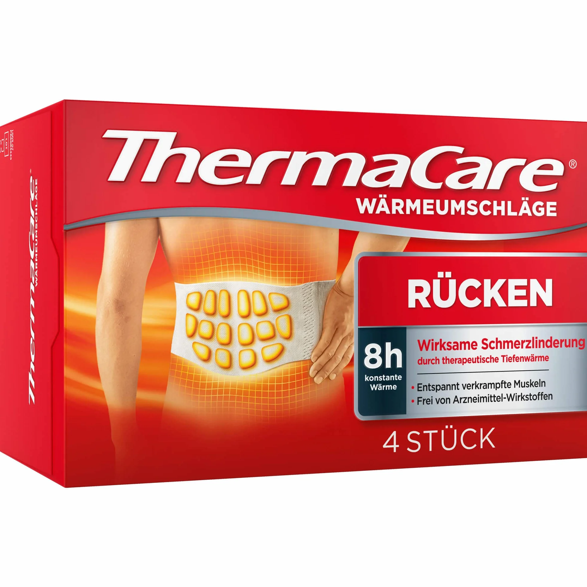 ThermaCare Almohadillas térmicas para aliviar el dolor de espalda, calor profundo para relajar los músculos, talla S-XL, 4 unidades por paquete