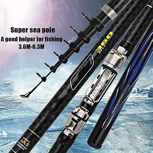 Cañas de Pescar Telescópica Carbono Ultra Ligero 6.3M 5.4M 4.5M 2.7M Ajustable