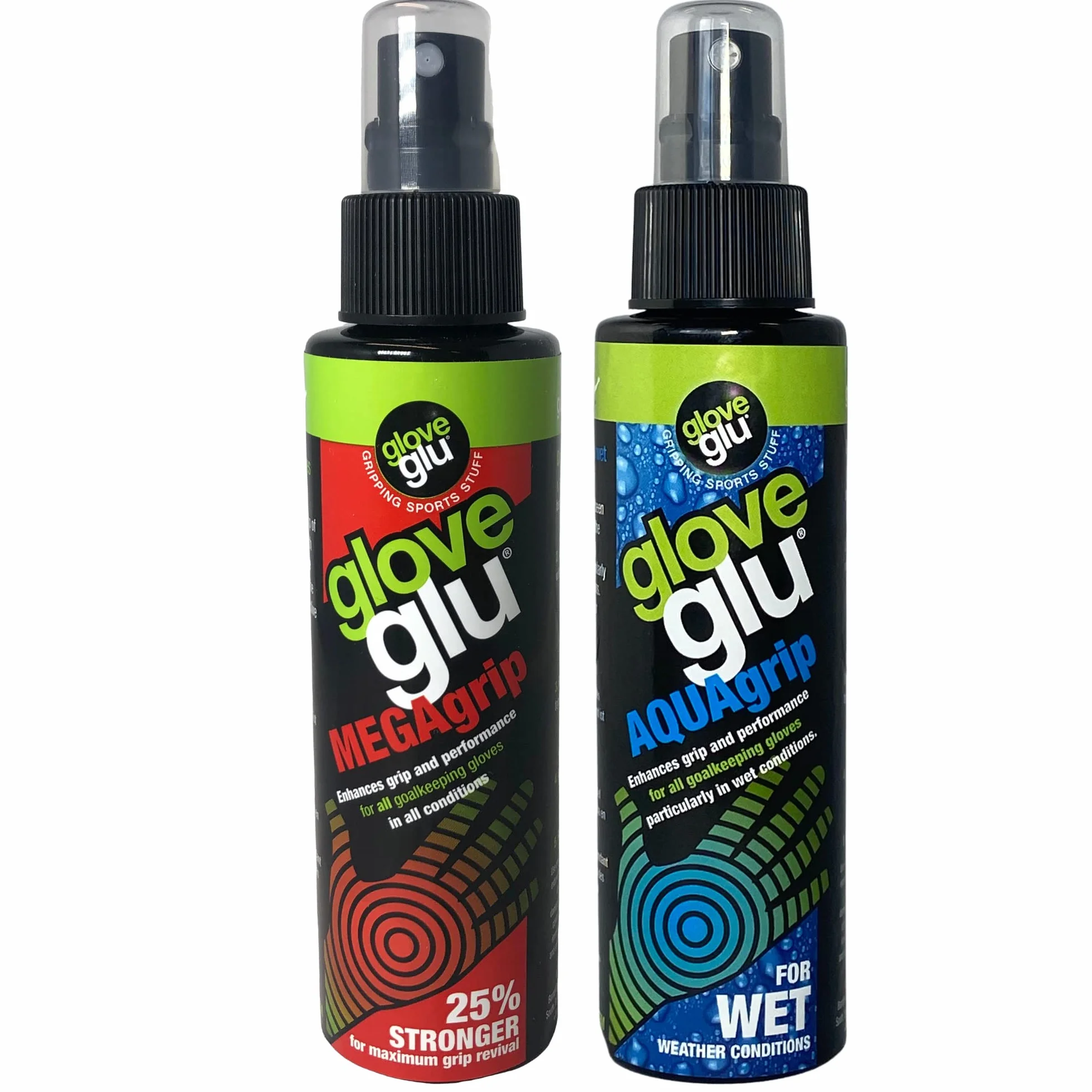 Gloveglu Mega + Aqua Bundle Bag Megagrip Aquagrip 120 ml Mejora el Agarre del Guante de Portero, Negro