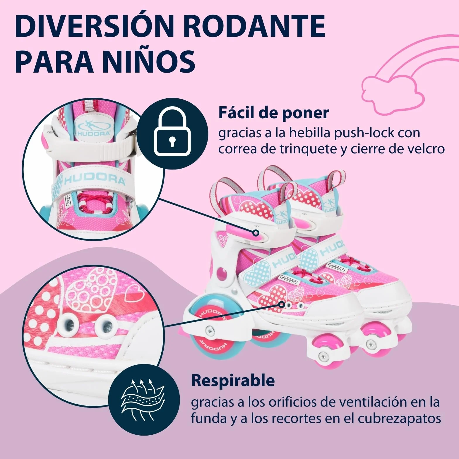 HUDORA Roller Skates My First Quad Patines para niños Ajustables hasta 20 kg Ruedas Grandes