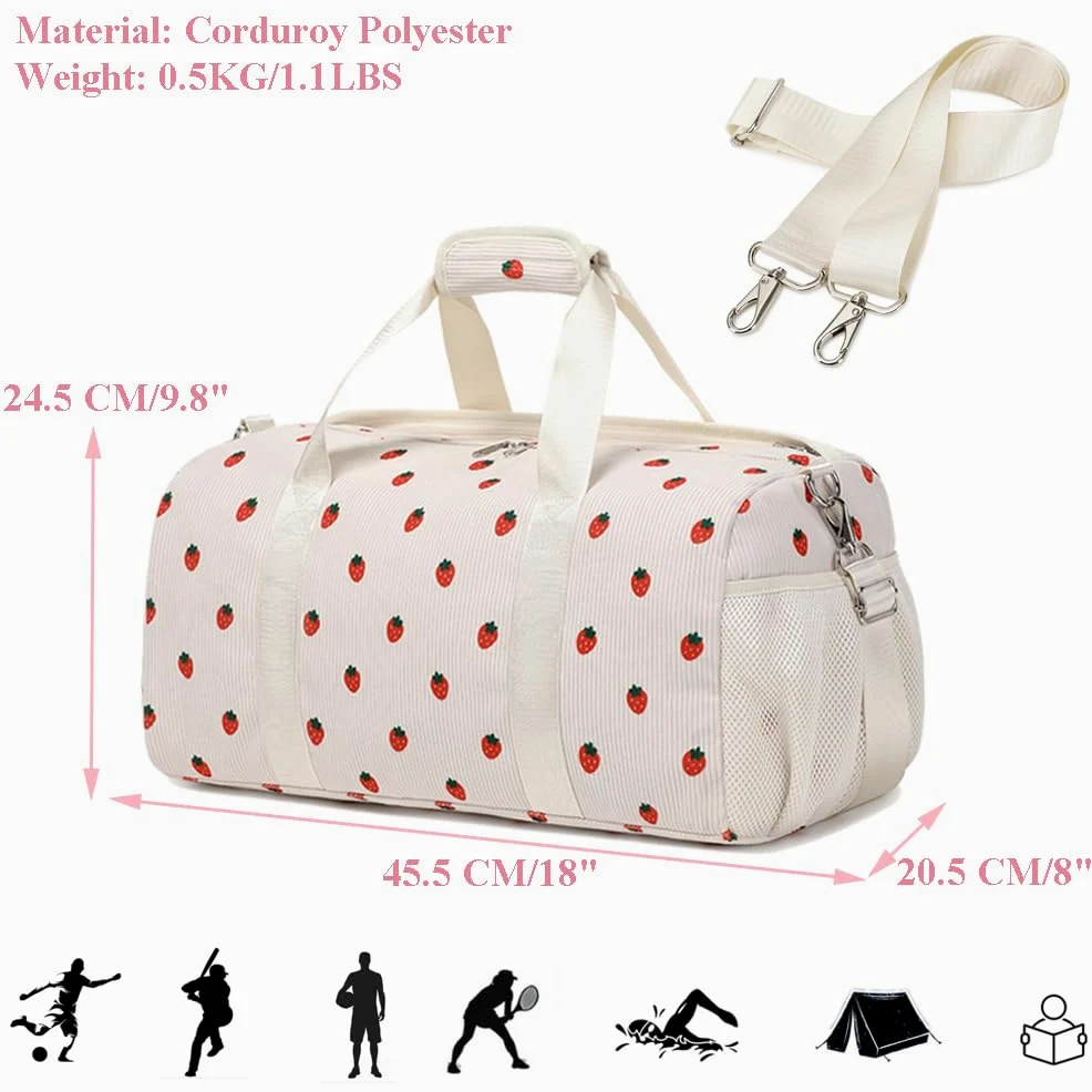Kimwadalh Bolsa de Deporte Niña Bolsos de Viaje Niñas Bolsa de Fin de Semana Chicas Bolsa de Danza Baile,Bolsas de Deporte con Compartimento para Zapatos y Bolsa Húmeda