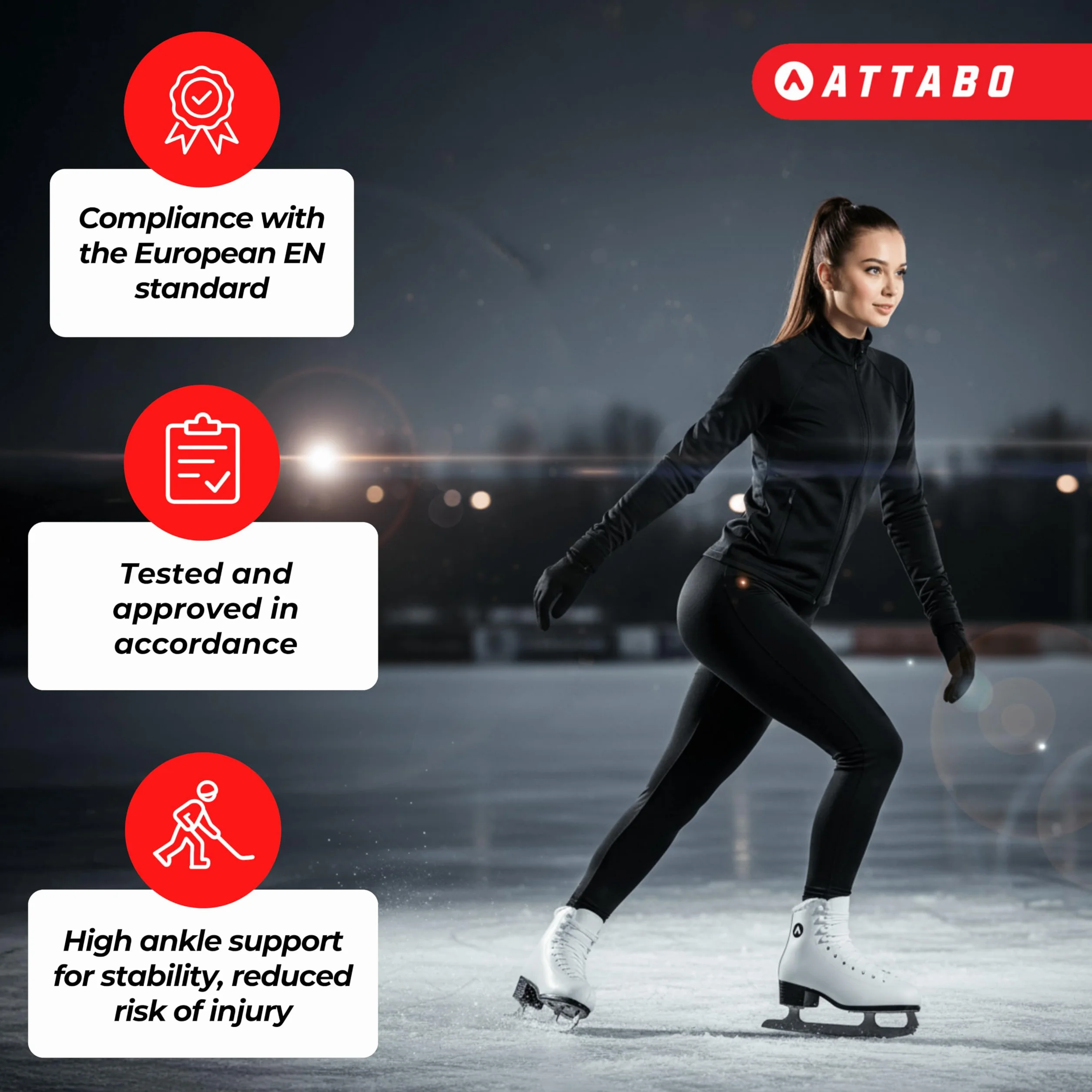 ATTABO Patines Artísticos de Hielo Mujeres 36-41 EU Acero Inoxidable Blanco
