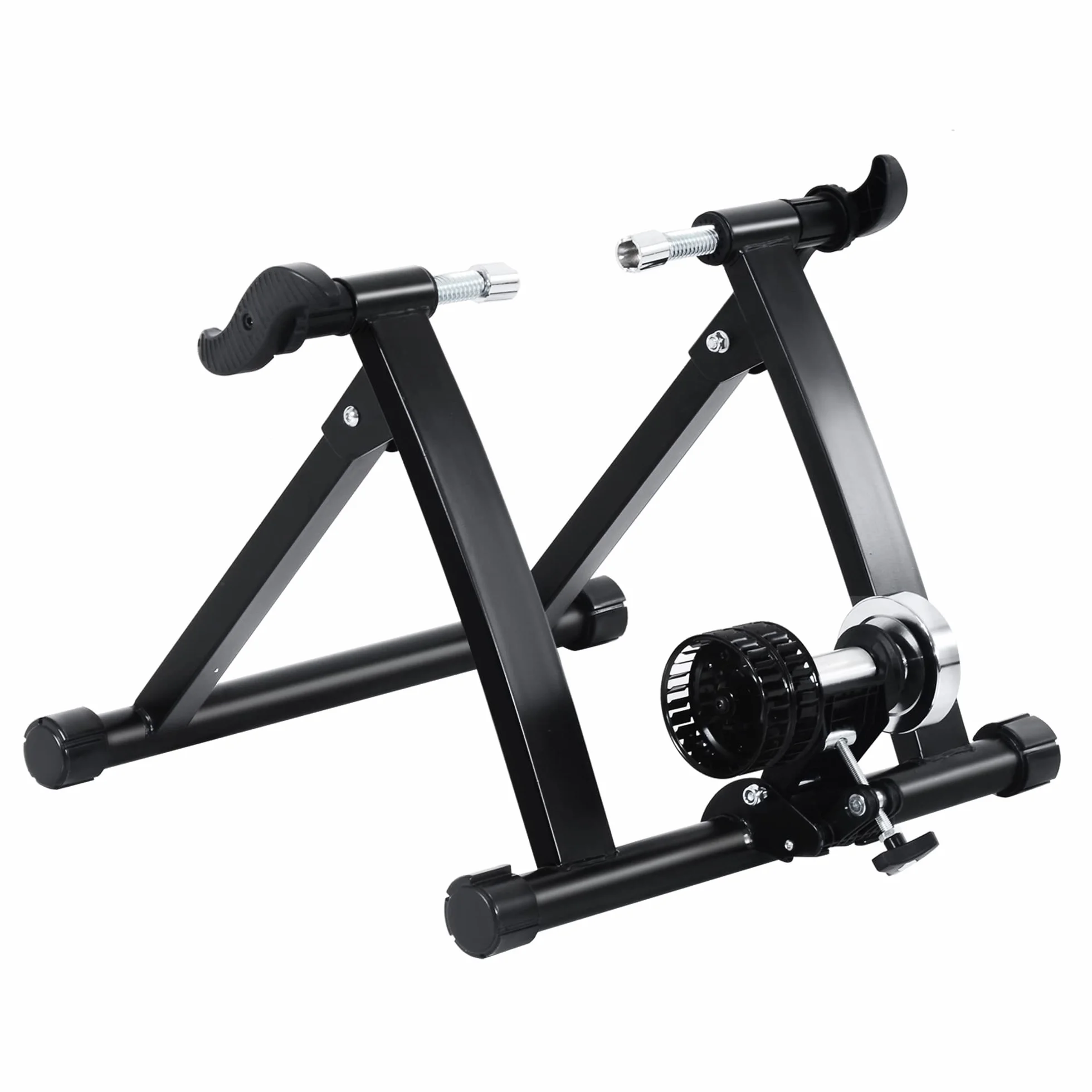 HOMCOM Rodillo de Bicicleta Entrenamiento Plegable con Resistencia Magnética para Ruedas de 650C/700C o 26-28 Pulgadas para Casa Interior Carga 135 kg 54,5x47,2x39,1 cm Negro