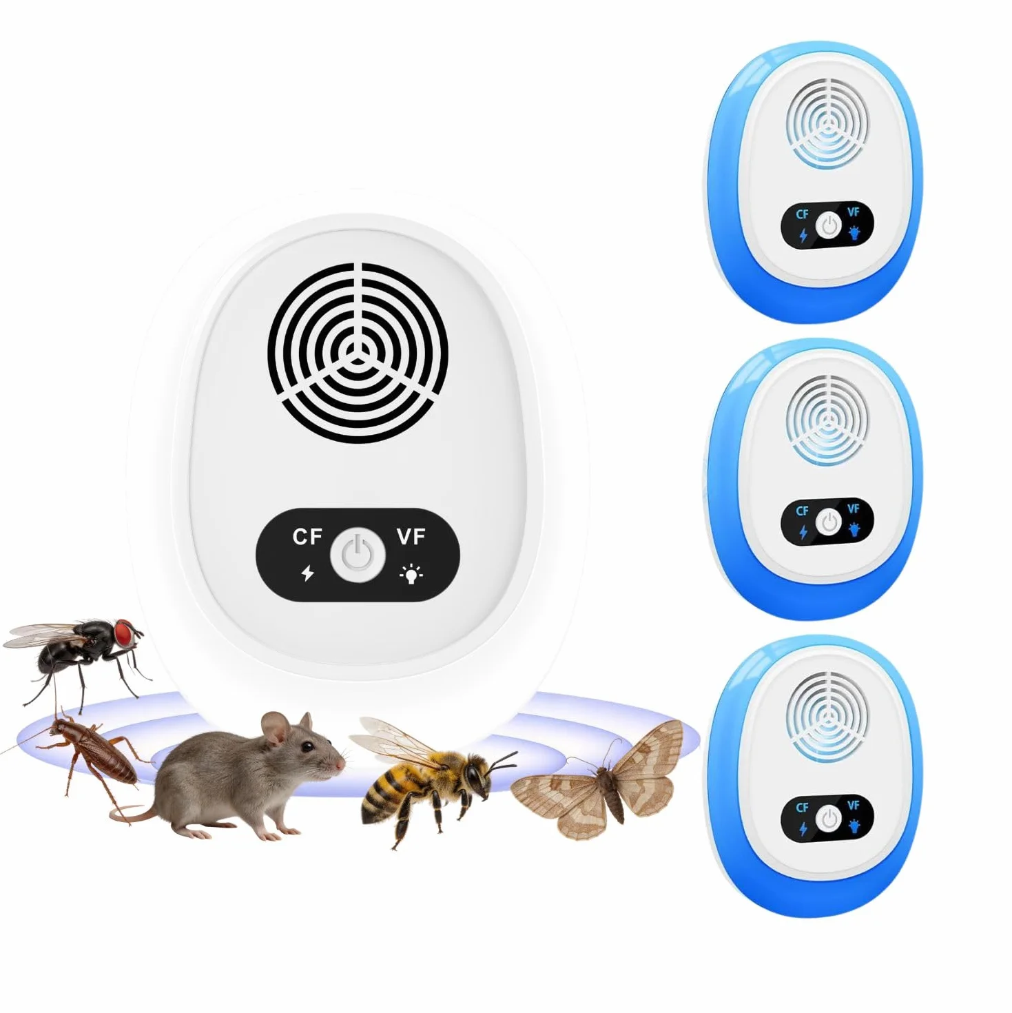 Repelente Ultrasónico de Plagas 4-Pack, Ahuyentador Eléctrico para Ratas, Cucarachas, Mosquitos, Enchufe Tipo C EU