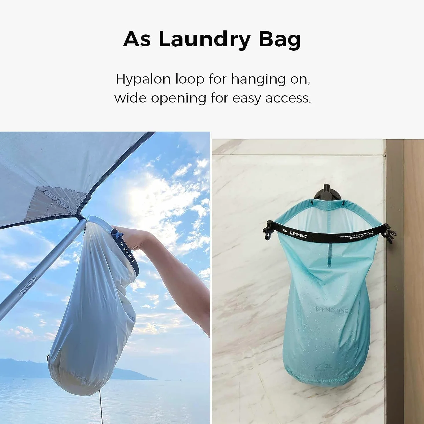 Bee Nesting Juego de Bolsas secas ultraligeras para mochileros, Saco seco Impermeable para Camping, Senderismo, Motocicleta, Juego de 3 Bolsas Ligeras, Gris, 2L 4L 8L Strap, 12 l y 20 l
