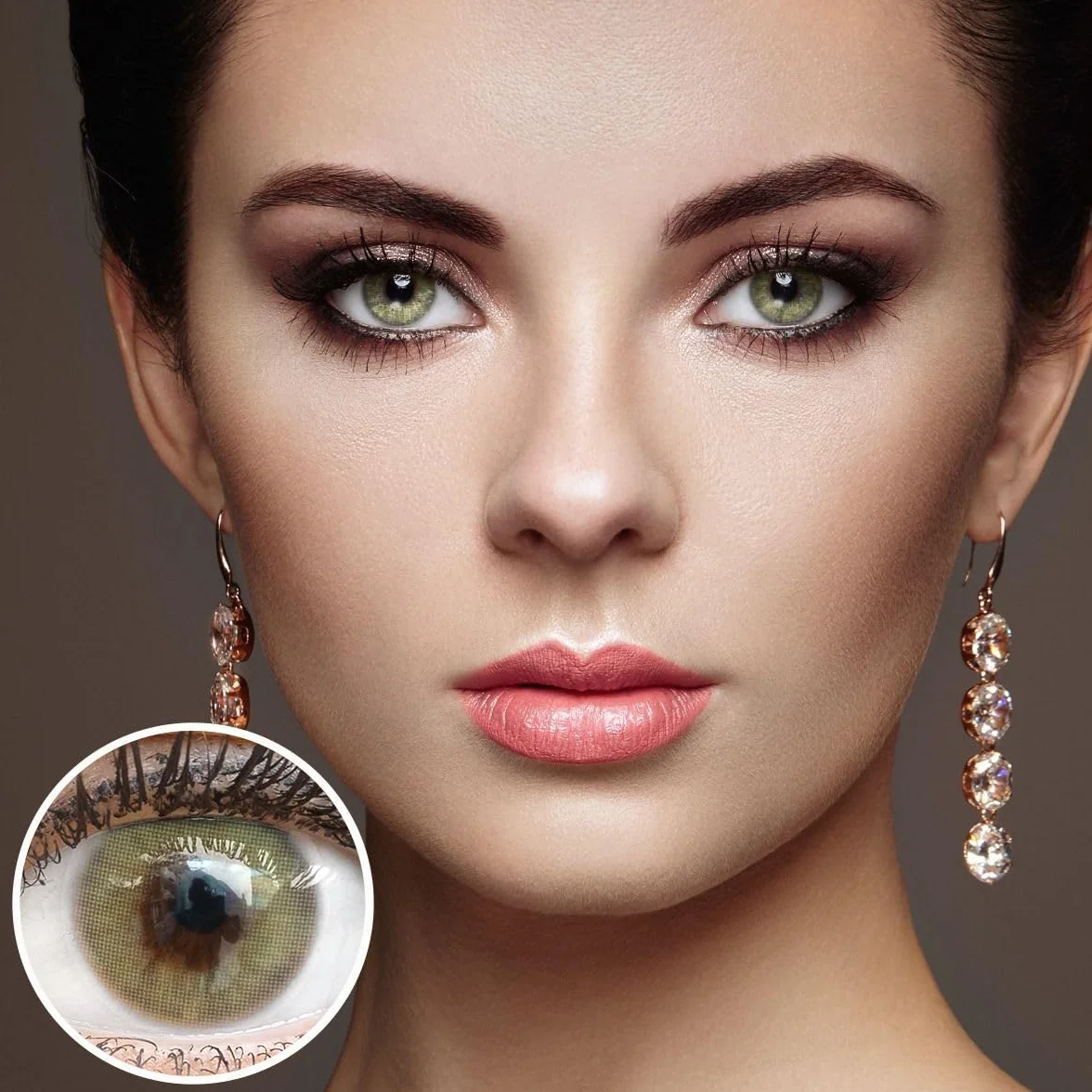 GLAMLENS lentillas de colores verdes Jasmine Light Green 1 par 90 Días Sin Graduación hidrogel de silicona