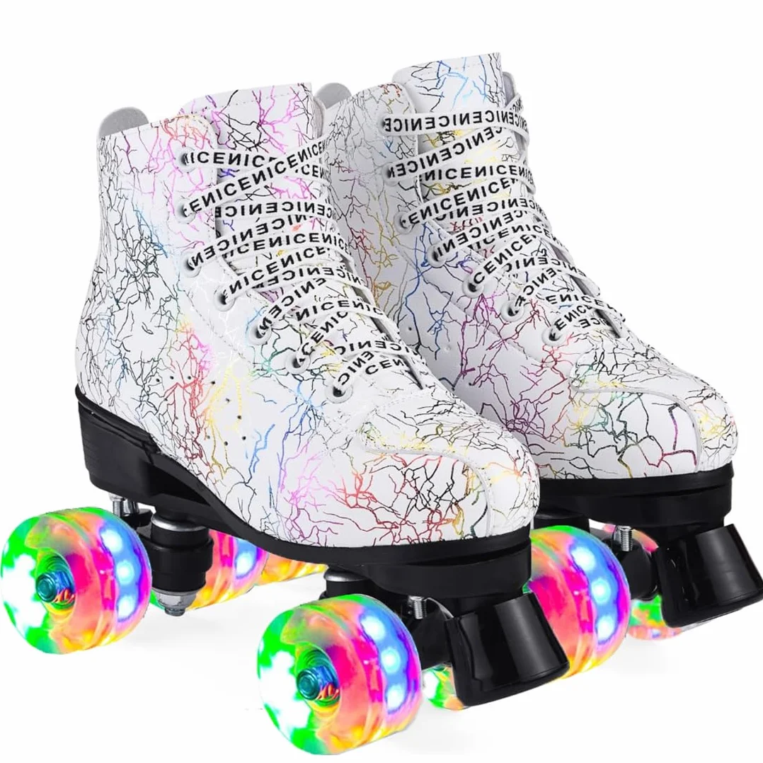 ERNAN Patines LED 4 Ruedas en Paralelo Top Alto Clásico para Adulto Mujer Hombre