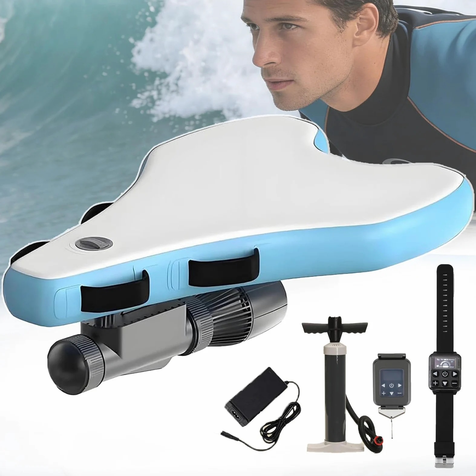 Paddle Surf eléctrico, 2 en 1 Scooter Submarino & Tabla Inflable, Propulsor de Agua removible, Ensamblaje rápido, para Sup Buceo Río Camping Playa