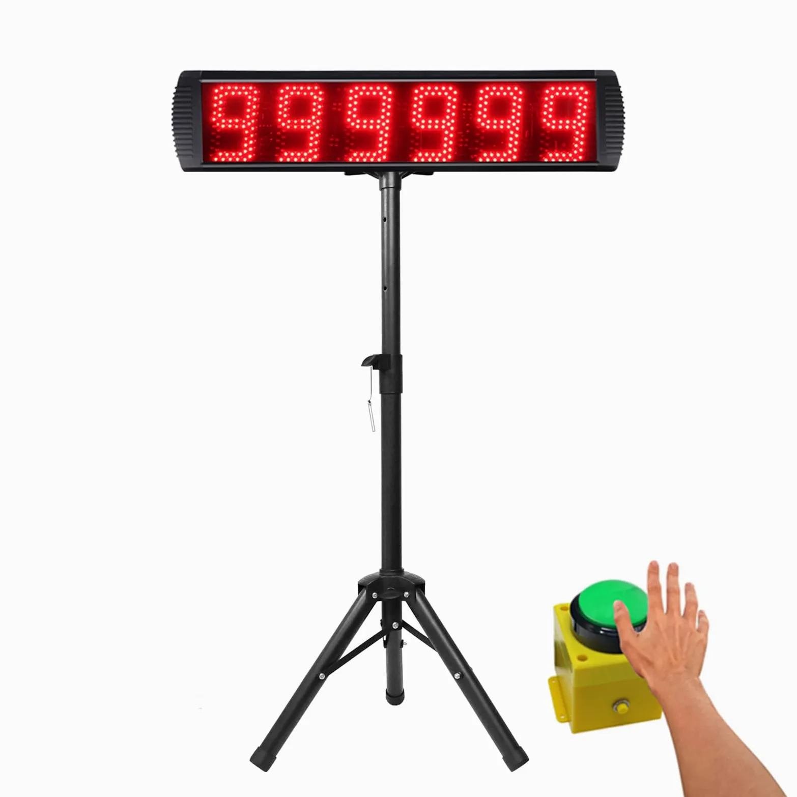 Temporizador de carreras LED de 6 dígitos de 5 pulgadas, temporizador de gimnasio para eventos de carrera para cuenta regresiva/cuenta progresiva, tiempo real de 12/24 horas, cronómetro con