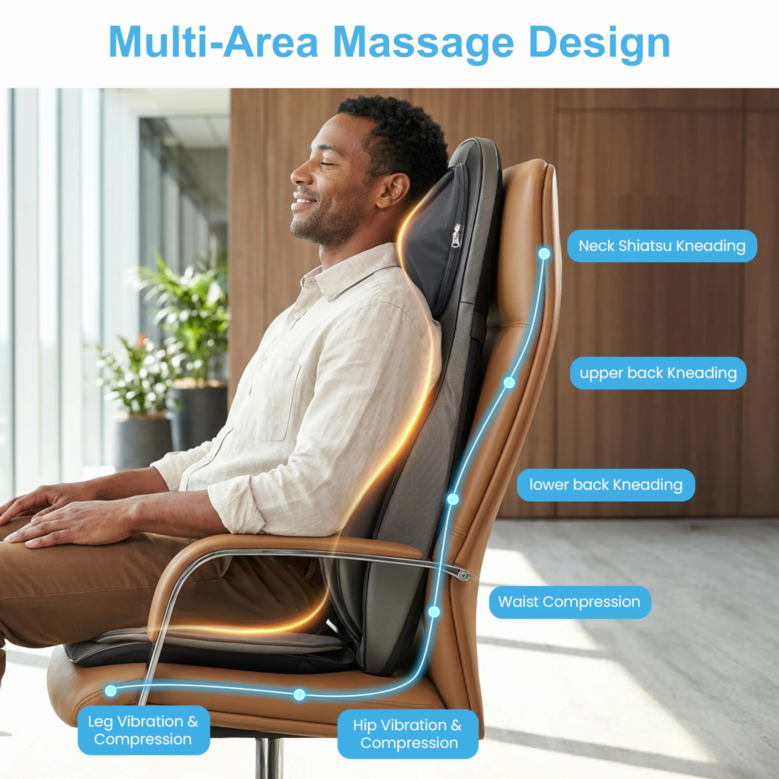 COMFIER Masajeador de Espalda Shiatsu 2D/3D con Calor y Compresor Ajustable para Cuello y Espalda