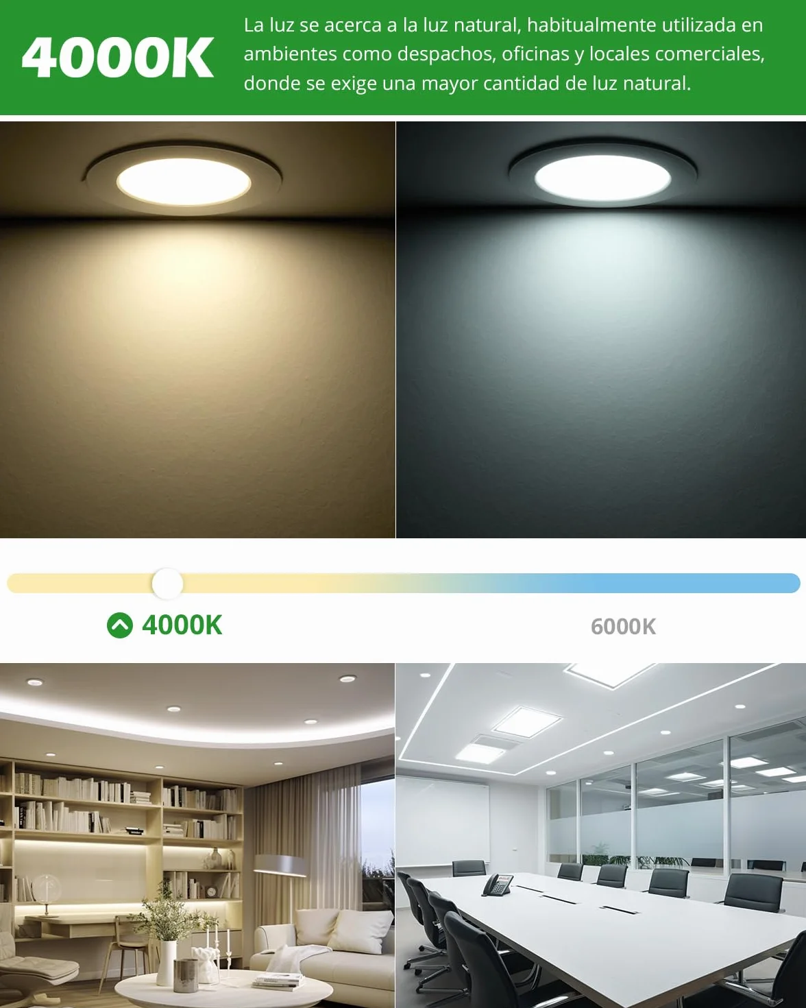 HOMEOW Downlight LED Techo Empotrable 7W 230V IP44 4000K Blanco Neutro 118mm