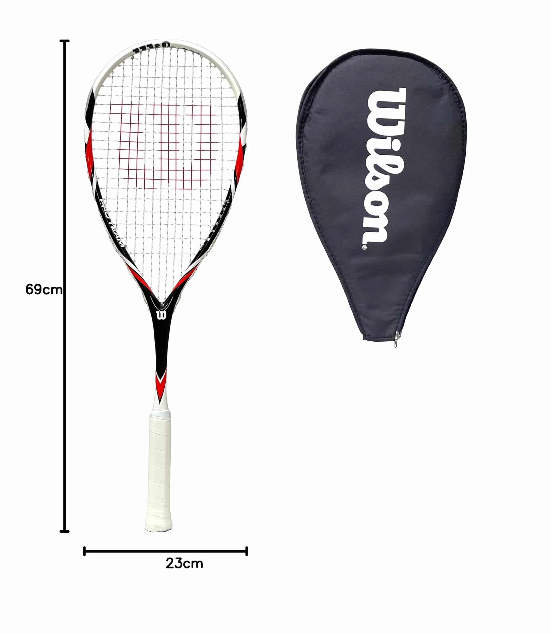 Wilson Pro Team Power - Raqueta de squash con cubierta para la cabeza