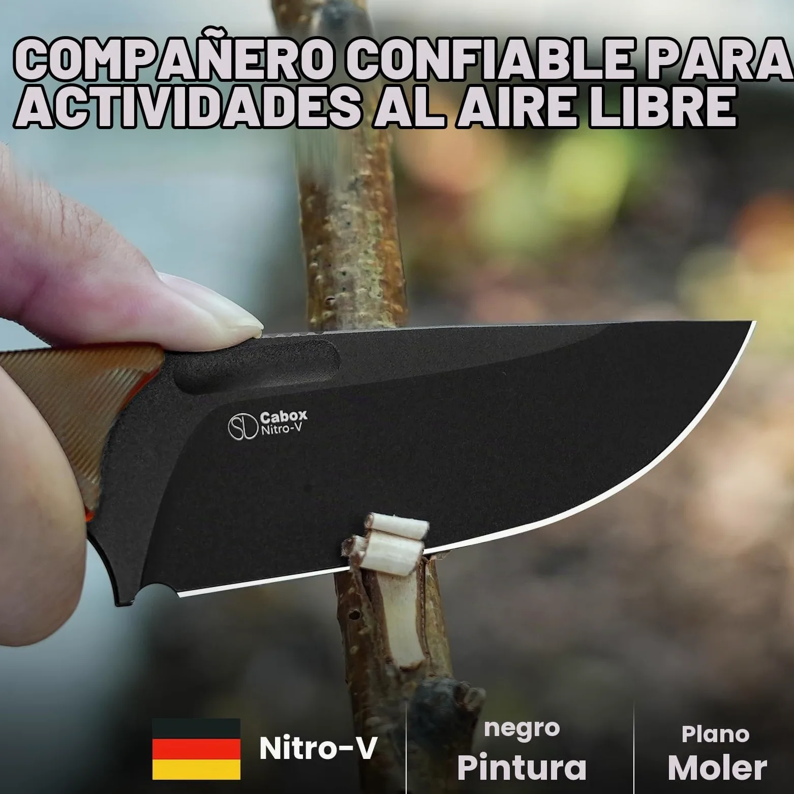 Kizer Cabox Cuchillo de Hoja Fija 3,36" Nitro V Acero Cuchillo de Caza de Hoja Fija Mango PEI con Funda para Supervivencia Camping Caza 1048A6 | Cuchillo de supervivencia de 8,53 cm con vaina, cuchillo EDC para caza Bushcraft