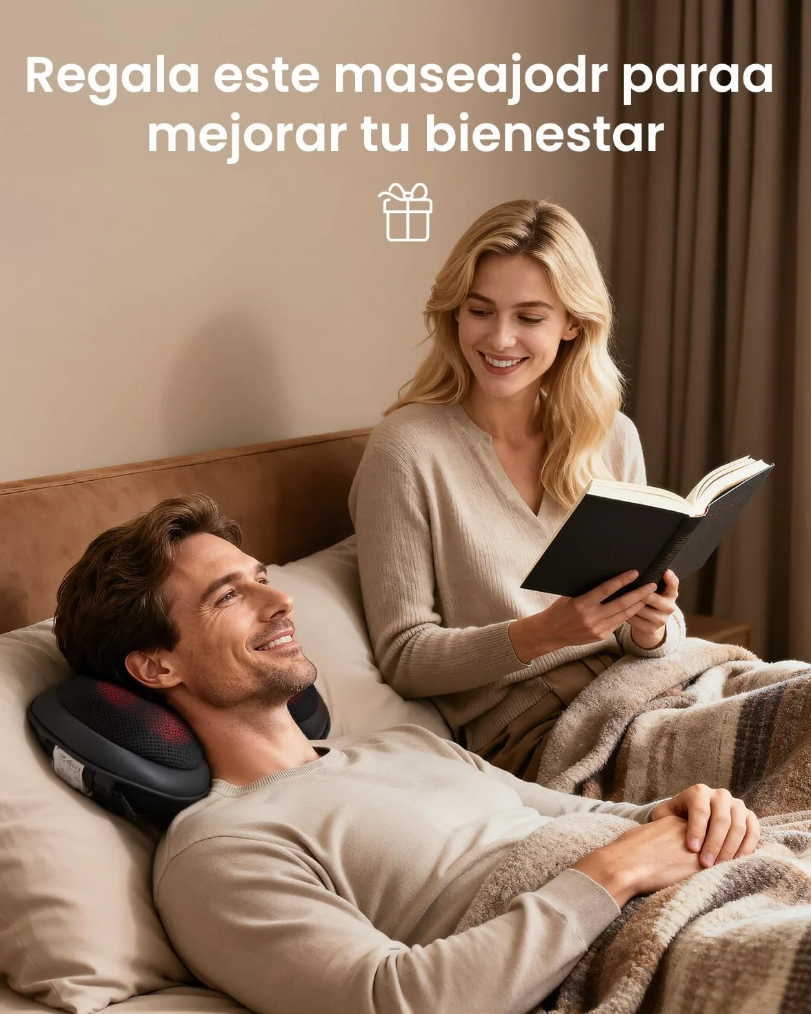 RENPHO Masajeador Espalda con Calor, 3 Velocidades Shiatsu Eléctrico Cojin Masaje Cuello y Hombros