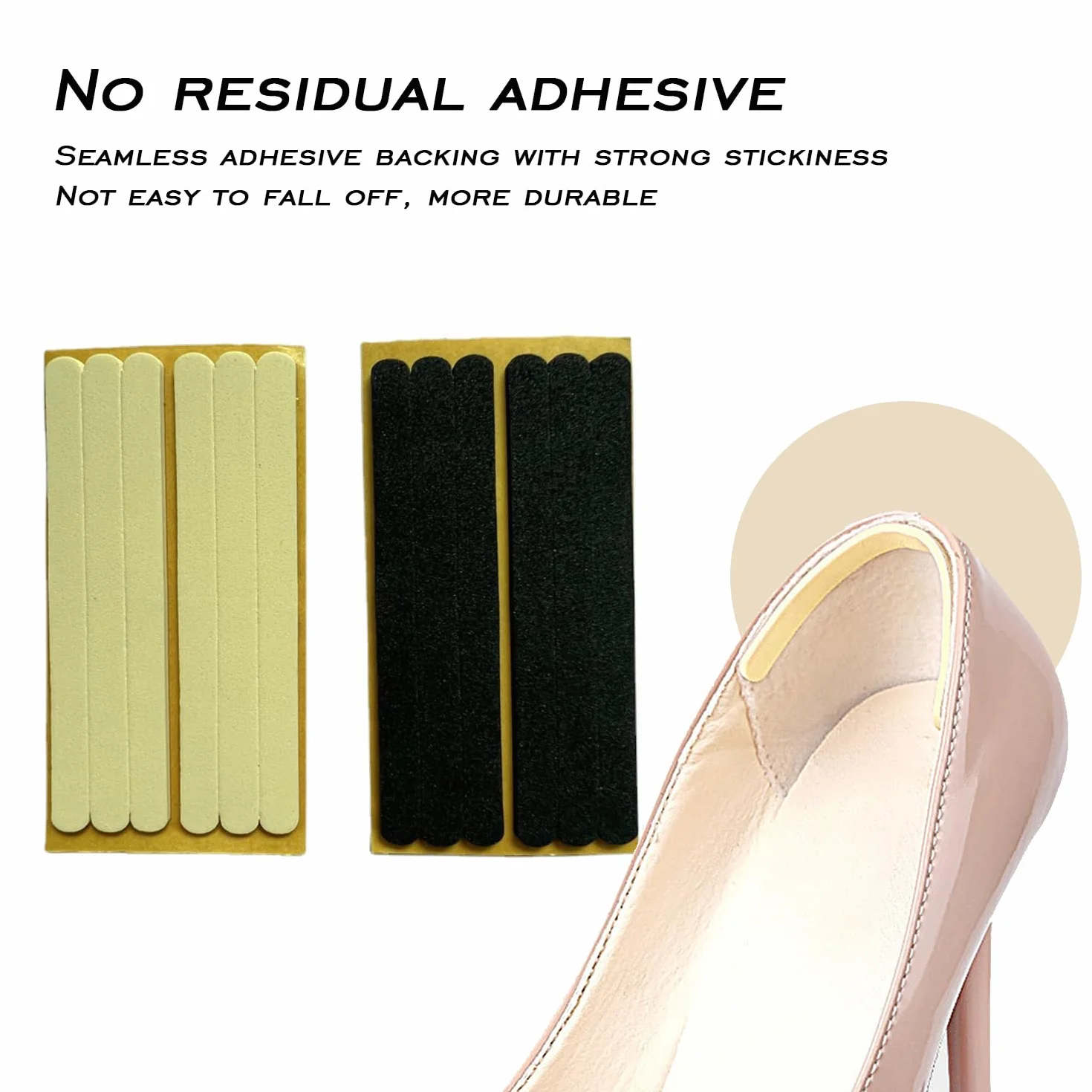 Correas acolchadas para mujer con agarre antideslizante para talón, adhesivas para zapatos, finas para tacones altos, negro