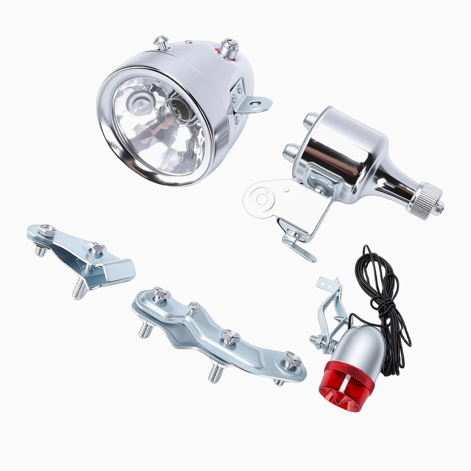 VBESTLIFE Kit de Luces Generadoras para Bicicleta, 12V, 6W, con Carcasa Metálica Resistente Al Agua, Juego de Luces Delanteras y Traseras para Entusiastas de Las Bicicletas Clásicas