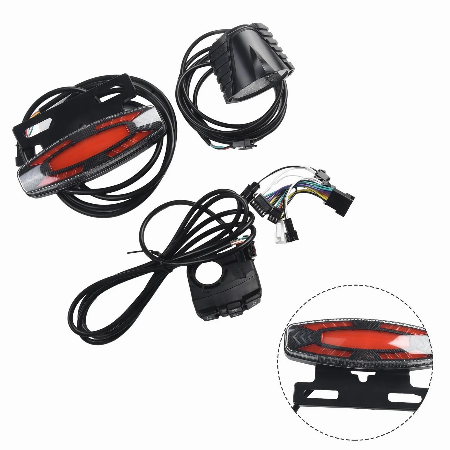 Juego de luces de bicicleta eléctrica de 36 V 48 V con señal de giro y función de freno para actualización de iluminación trasera delantera eléctrica