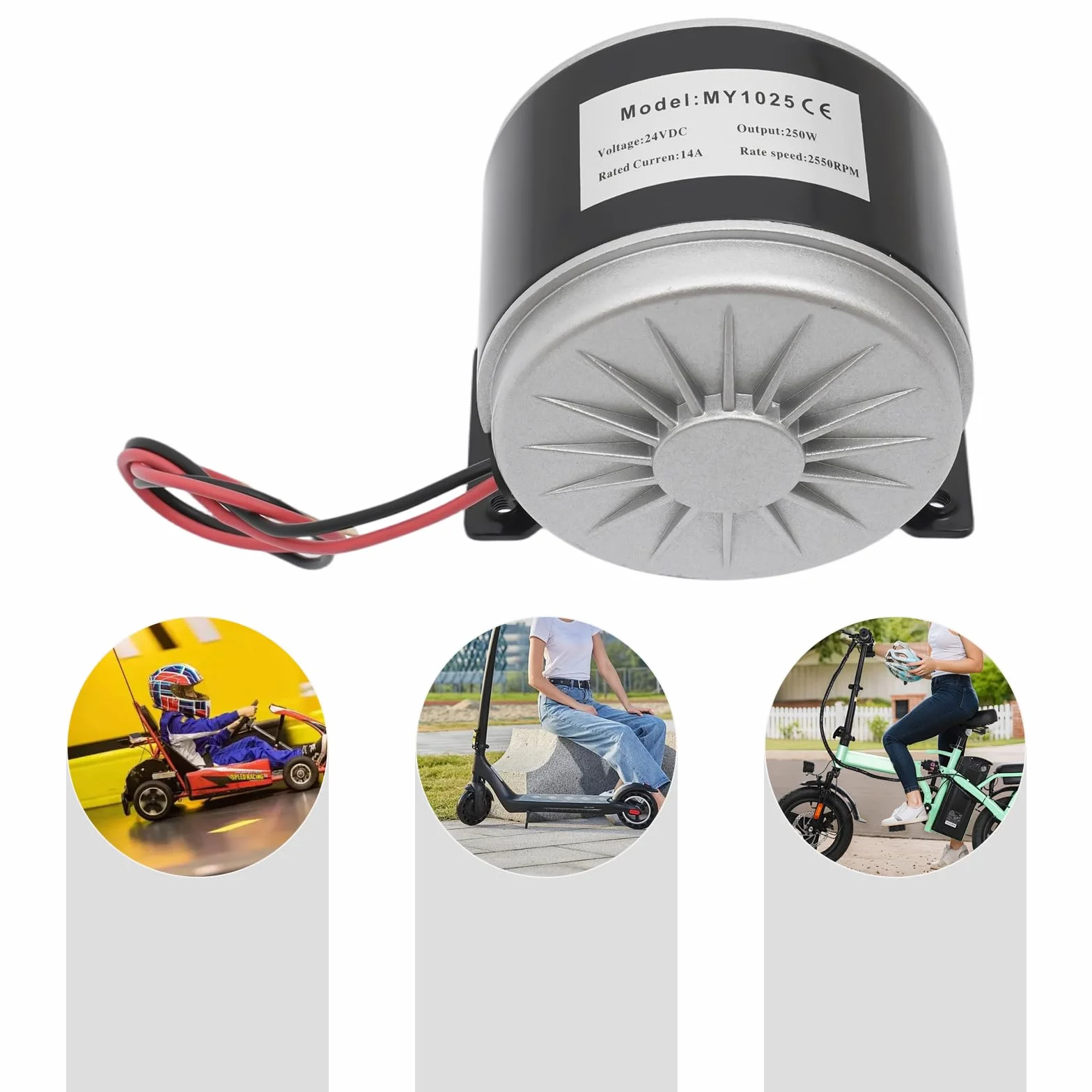 Motor eléctrico de 250 W, 24 V CC, 2550 rpm, 14 A, cobre puro, rueda dentada de 11 dientes (25 H) reversible, rodamiento de precisión para scooters eléctricos, bicicletas eléctricas, minimotos y