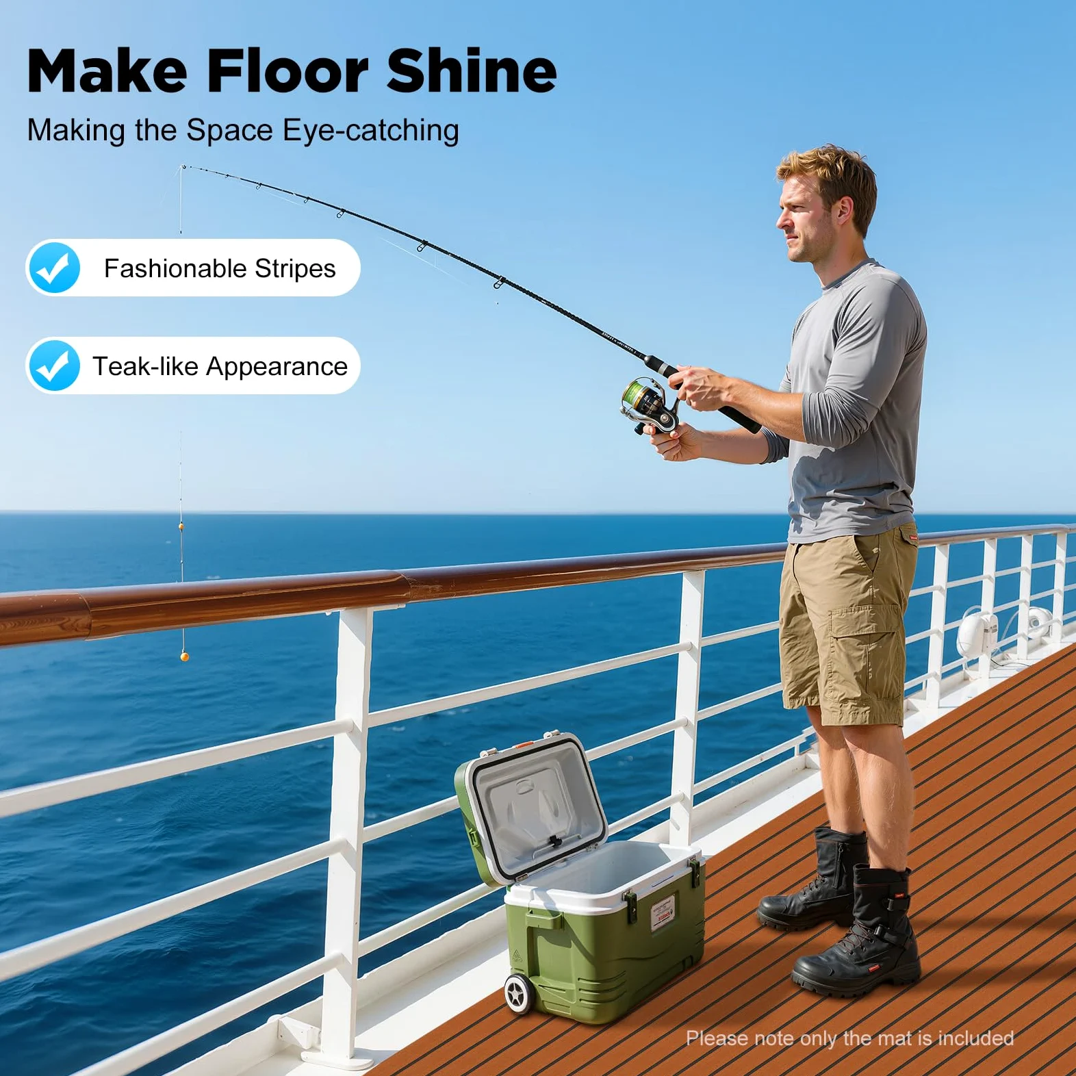 Alfombra antideslizante para barco de EVA, revestimiento de puente para yates, kayak y autocaravanas | Suave confort, corte personalizado, instalación adhesiva, protección del suelo, formato 240 x 60 cm