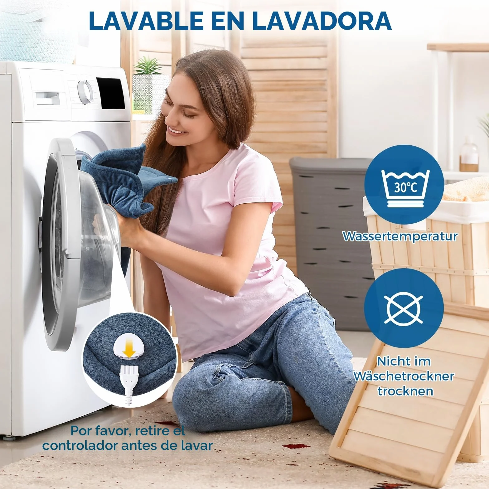 Mowend Almohadilla Térmica Eléctrica para Cuello, Hombro con Calentamiento Rápido, 6 Niveles de Temperatura y Apagado Automático, Manta Eléctrica Lavable a Máquina para Seco y Húmedo (58 x 42 cm)