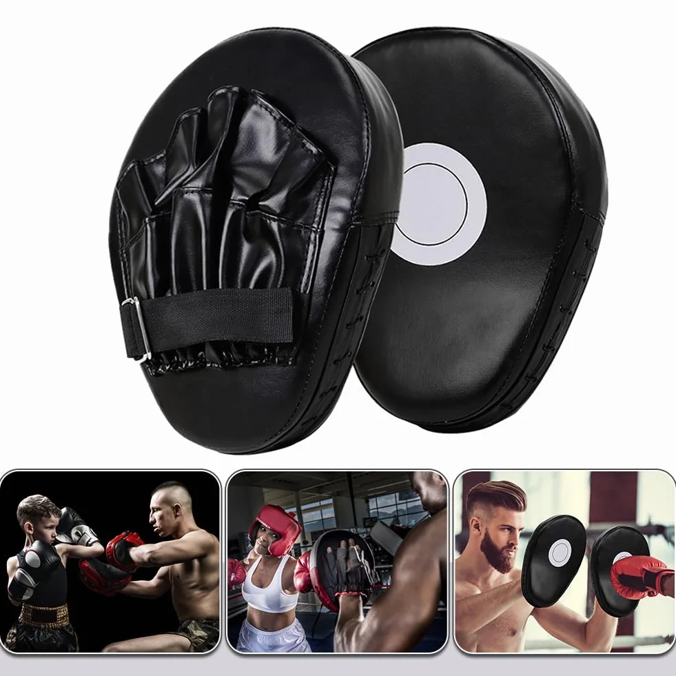 Objetivo de Mano de Boxeo Curvo Cuero de PU Objetivo de Mano de 5 Dedos Manoplas de perforación Curvas Transpirables Almohadilla de Enfoque de Boxeo para Entrenamiento de Artes Marci