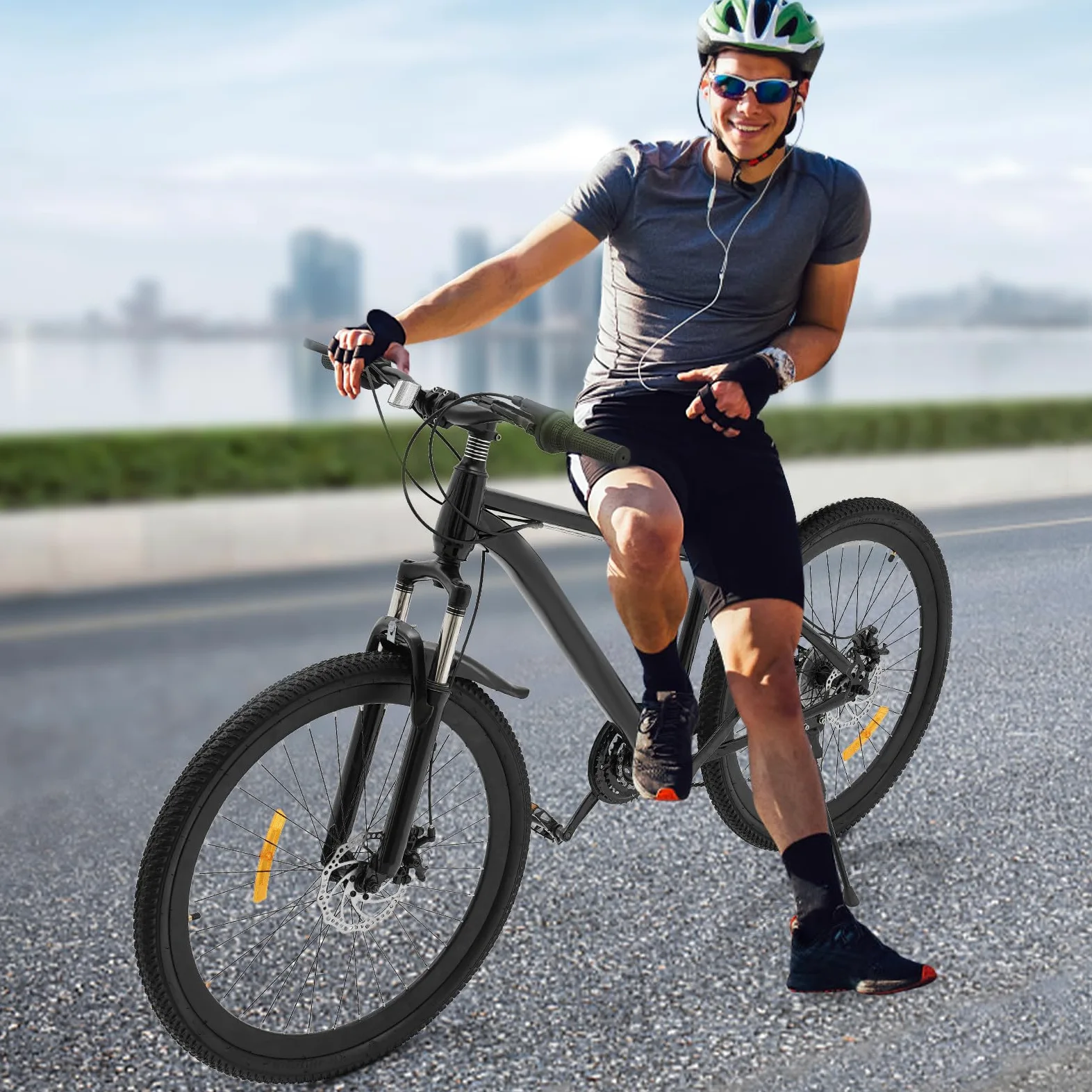 Bicicleta de montaña Dofanqing, bicicleta de alpinismo, bicicleta de hombre, cambio de 21 marchas, sillín ajustable, amortiguadores y frenos de disco, adecuada para viajes en todas las carreteras