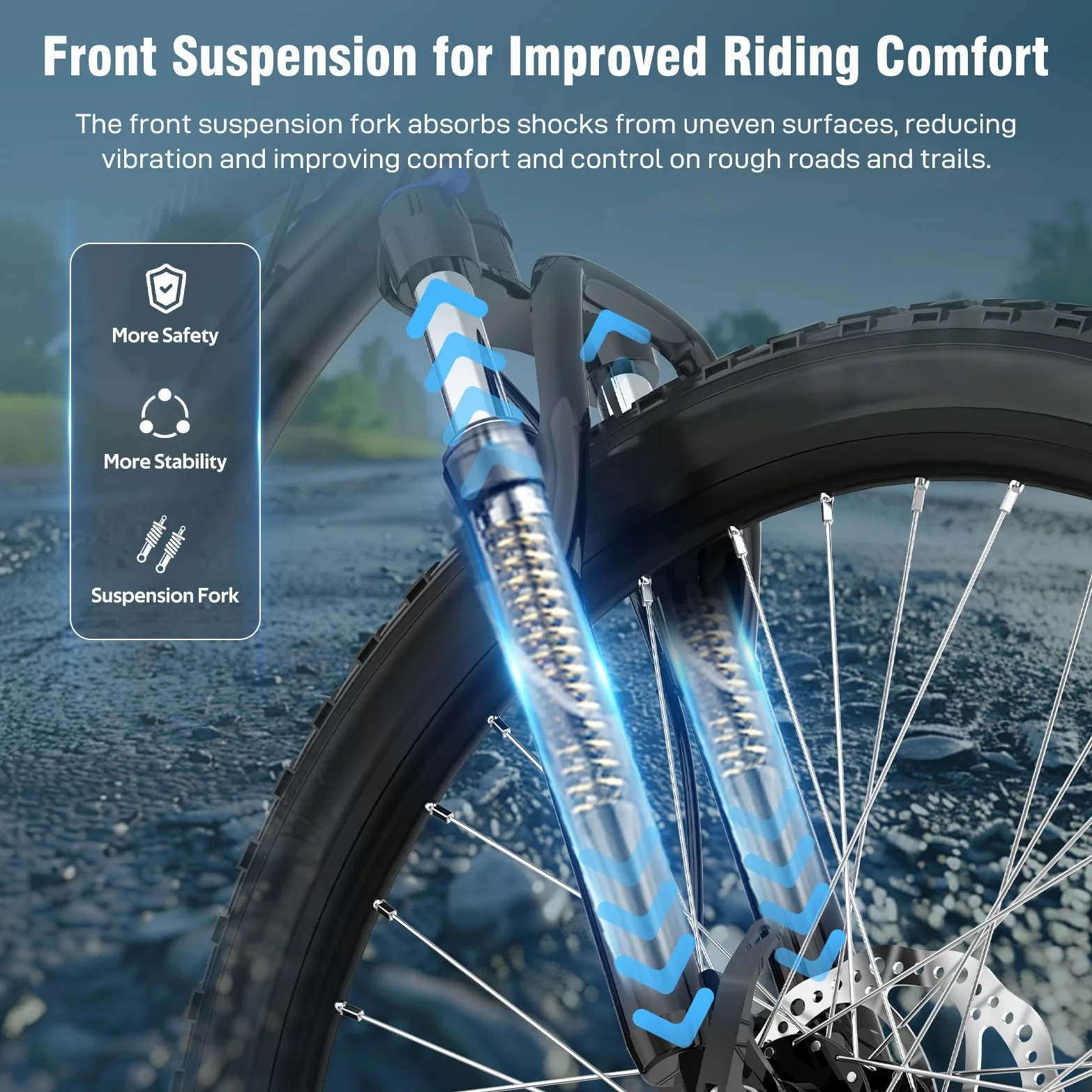 EVERCROSS Bicicleta de Montaña para Adultos, Bicicleta de 26 Pulgadas, Sistema de 21 Velocidades, Cuadro de Aluminio con Suspensión Delantera, Bike Todoterreno con Frenos de Disco, Carga Máx.150 kg