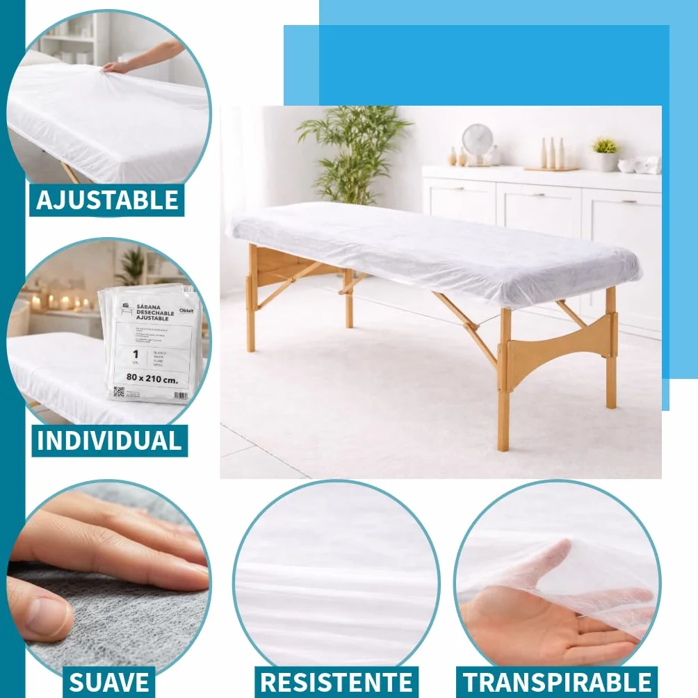 Sábana Desechable SMS Ajustable 95x220 cm Pack 10 Unidades