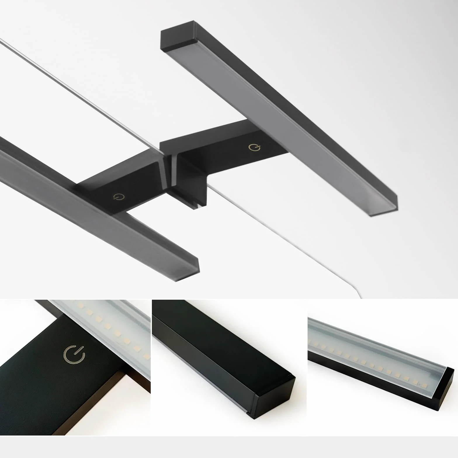 DEELUX Lámpara de Espejo Baño LED 30cm 5W 4000K Blanco Neutro Regulable 55-550 lm IP44 230V Negro