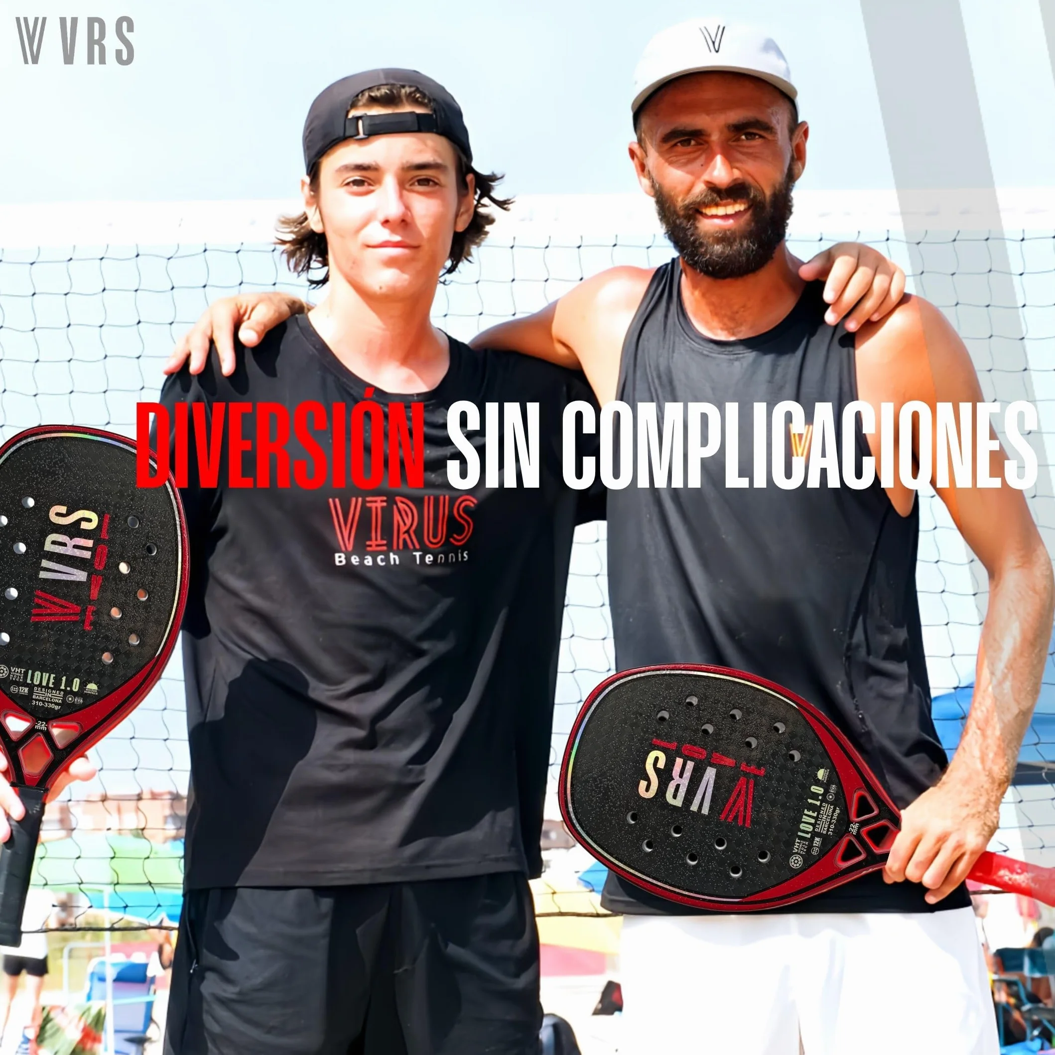 Raqueta Beach Tennis Profesional VIRUS Love 1.0 Carbono 12K Black EVA Soft Balance Medio Control Potencia