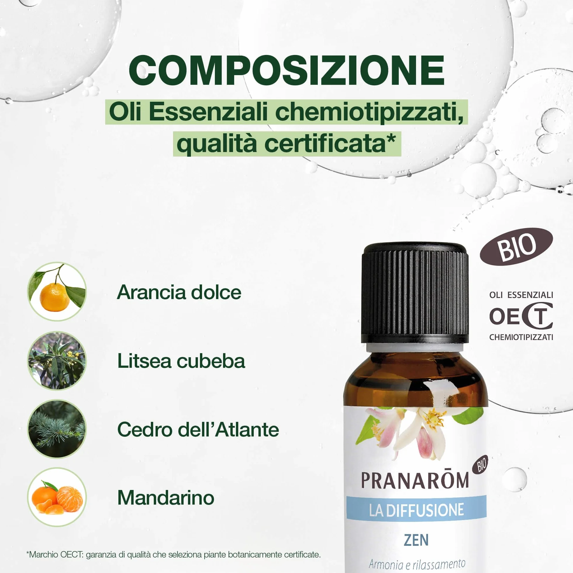PRANAROM Zen Aceites Esenciales 100% Puros Naturales Bio Mezcla Relajación Tranquilidad Cítricos Calmantes Cedro Mistico 30ml