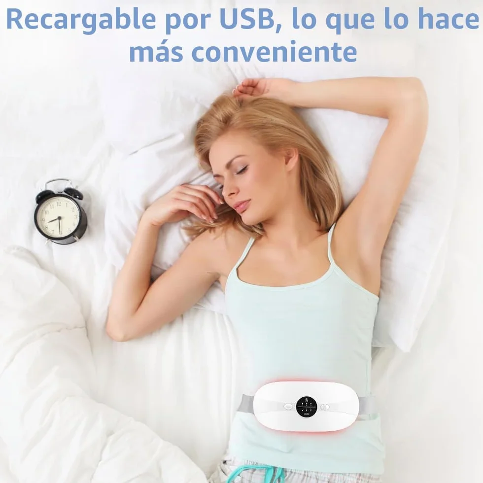 Almohadilla térmica menstrual Cinturón de Calentamiento Eléctrico USB para el Vientre 3 Niveles de Calor y 3 Modos de Masaje,Soporte de Espalda Calentado para Alivio Dolor Menstrual
