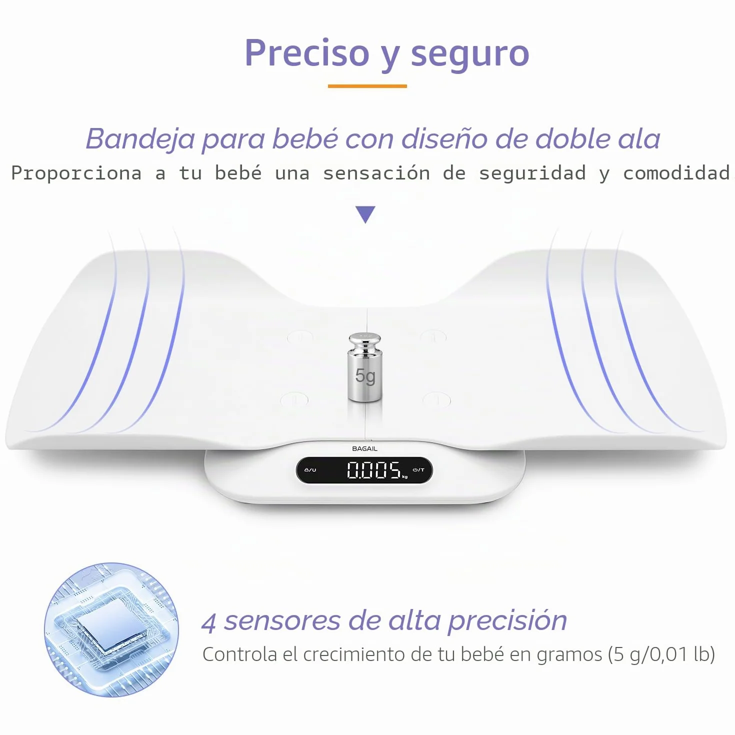 BAGAIL Báscula para bebés digital 180 kg dos en uno