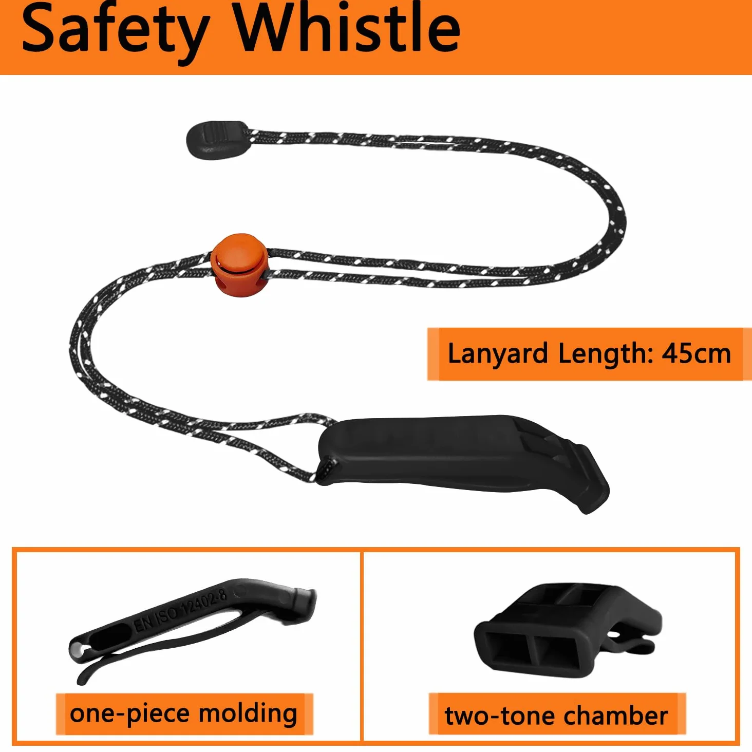 Amzonly Silbato de emergencia, silbato de seguridad de 120 db, para supervivencia, para camping, senderismo, caza, barco, pesca, chaleco salvavidas, señalización de rescate, para niños, paquete de 5