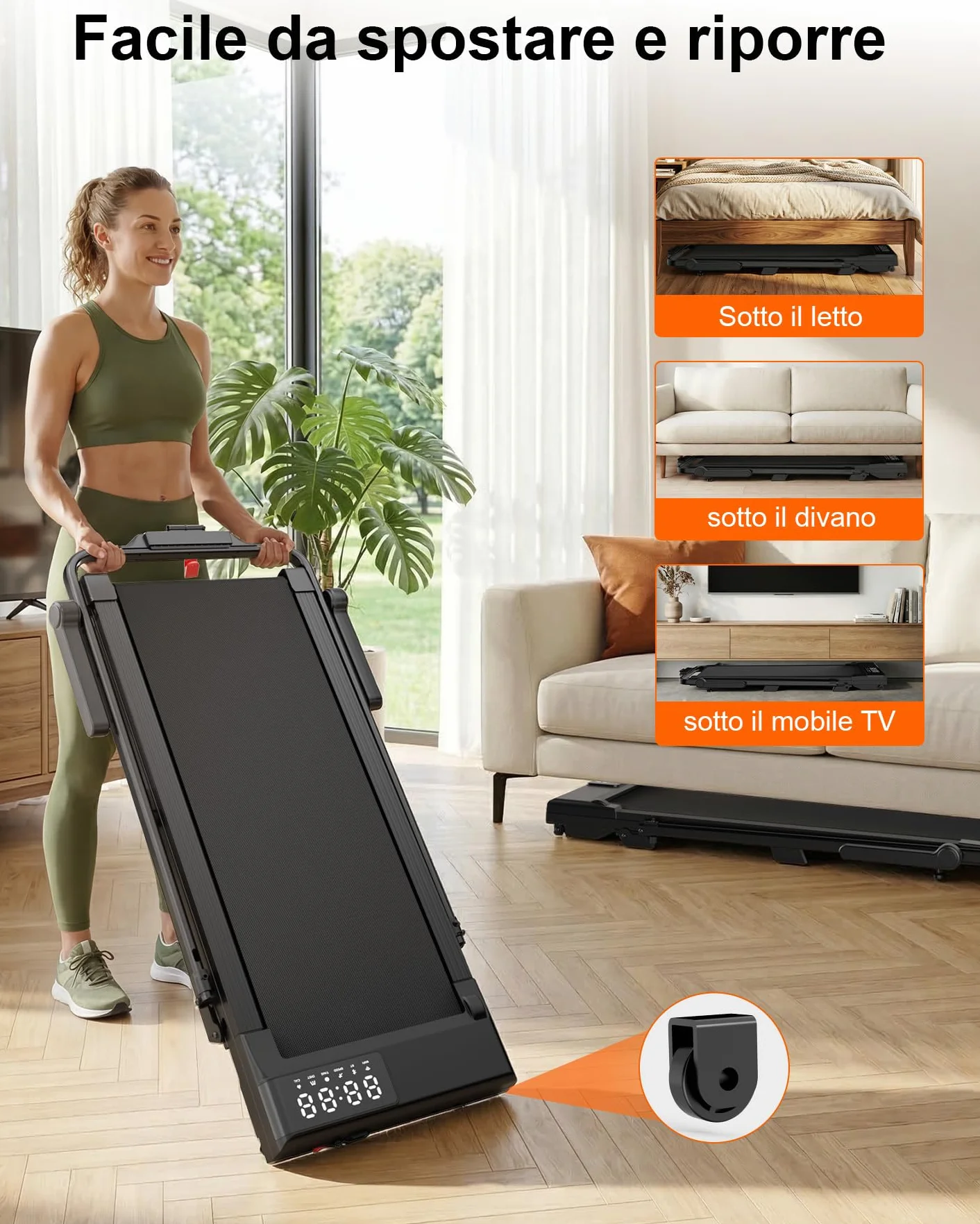 Copant Cinta de Correr, Cinta de Correr con LCD Scarn, 2.5 HP Caminador con App &Mando a Distancia，Carga MAX 159 kg, con cursos de formación y Carreras, 1-8km/h para el hogar o la Oficina