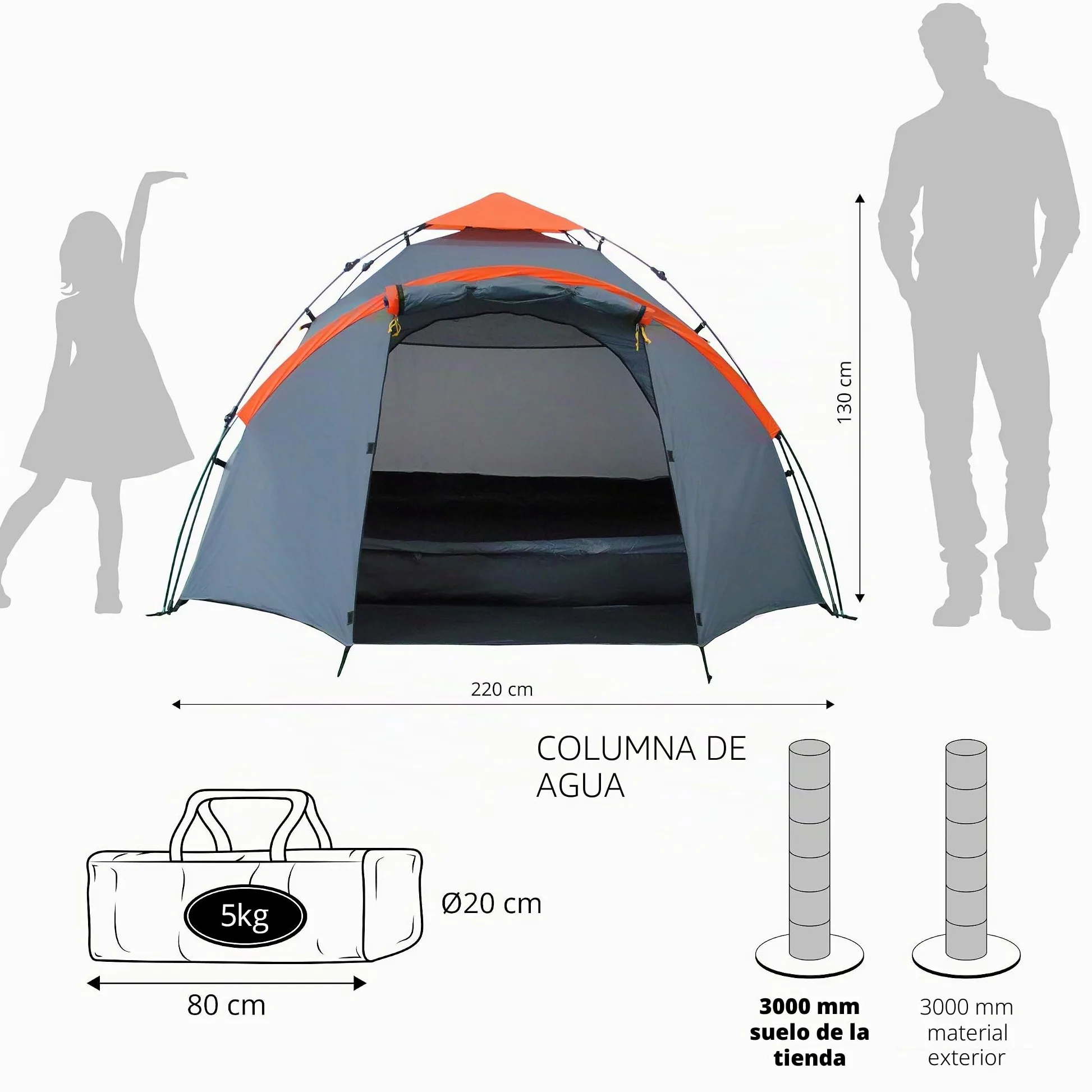 Lumaland Where Tomorrow Pop Up Tienda Inflable | Tienda Familiar 3-4 Personas | 210x210x120 cm | Impermeable y Resistente al Viento | Camping, Festival, Viajes, Playa | Ultraligera y Resistente