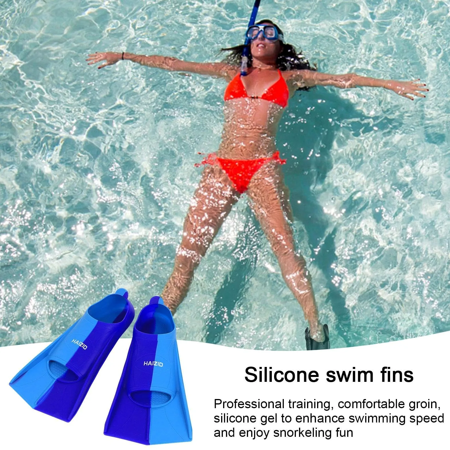 Aletas de natación – Equipo de natación de silicona suave, coloridas ayudas de natación para esnórquel | Aletas de natación antideslizantes con capa protectora, cómodas aletas de capa protectora para