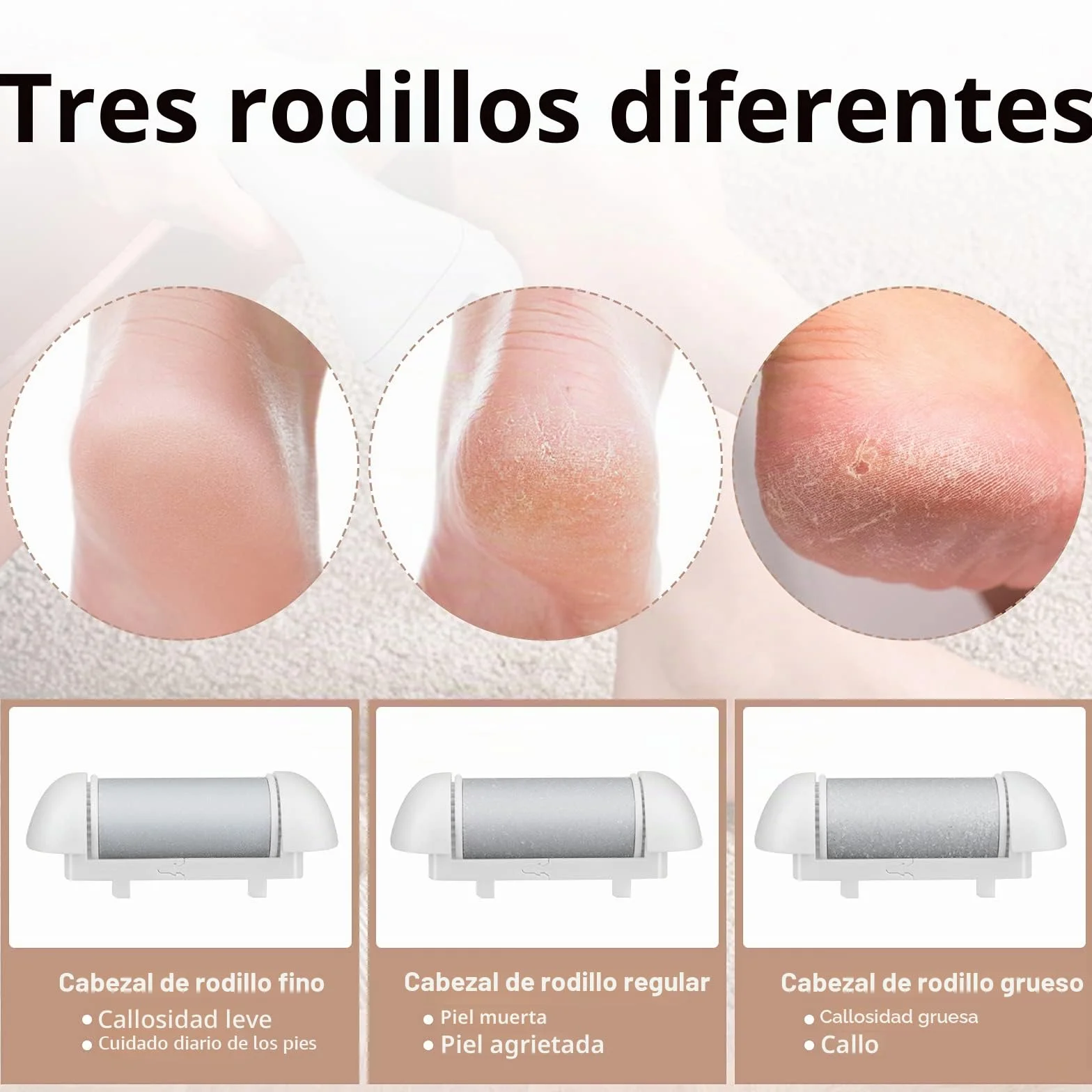 Lima Eléctrica Pies Pedicura 3 Rodillos 2 Velocidades Impermeable Eliminar Durezas Callosidades