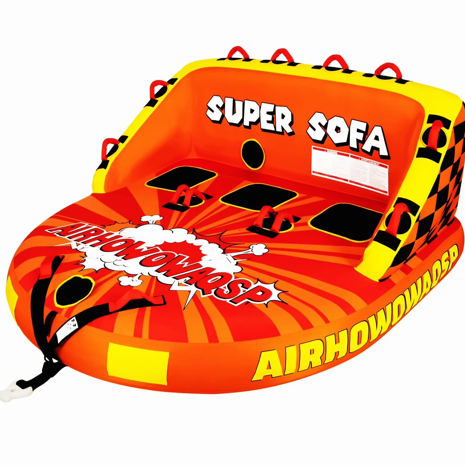 Super sofá remolcable tubos para navegación de 1 a 3 personas, tubos para barcos, botes inflables, tubo de barco, tubo de agua, puntos de remolque delanteros y traseros con cubierta de